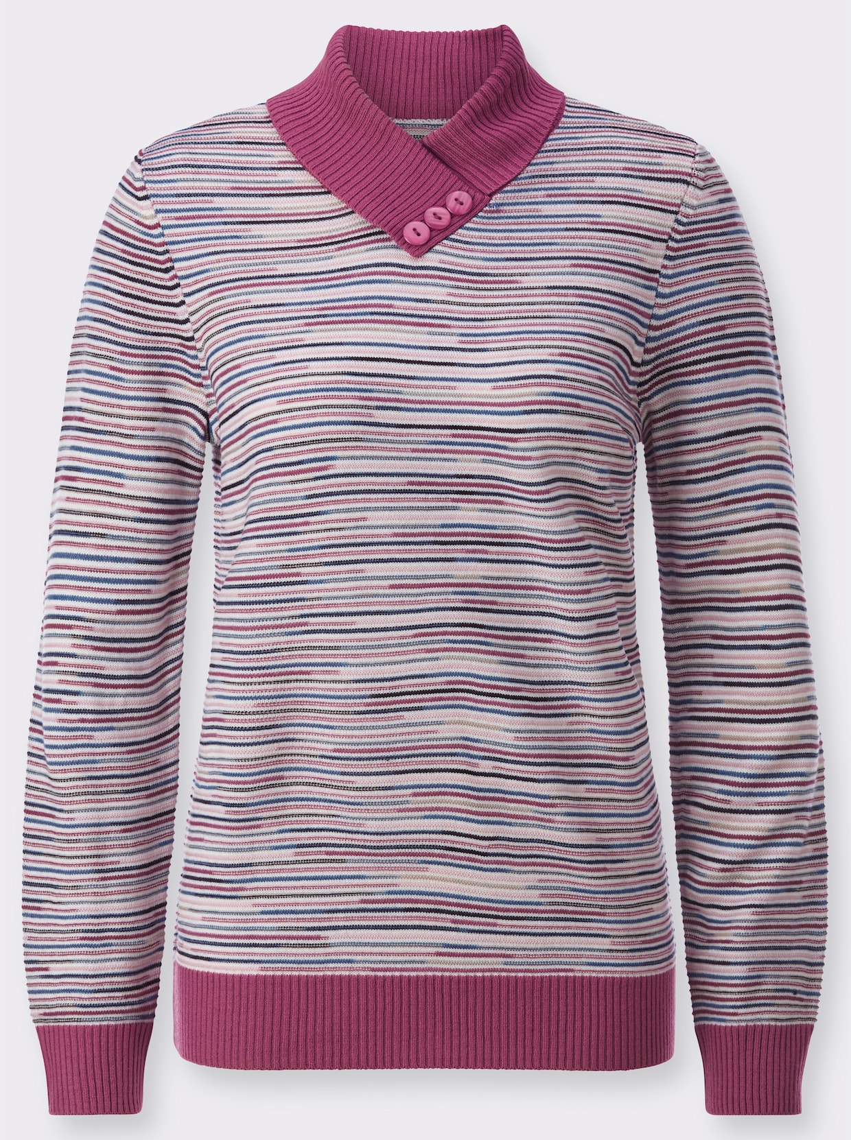 Pullover - rosé-jeansblau-geringelt