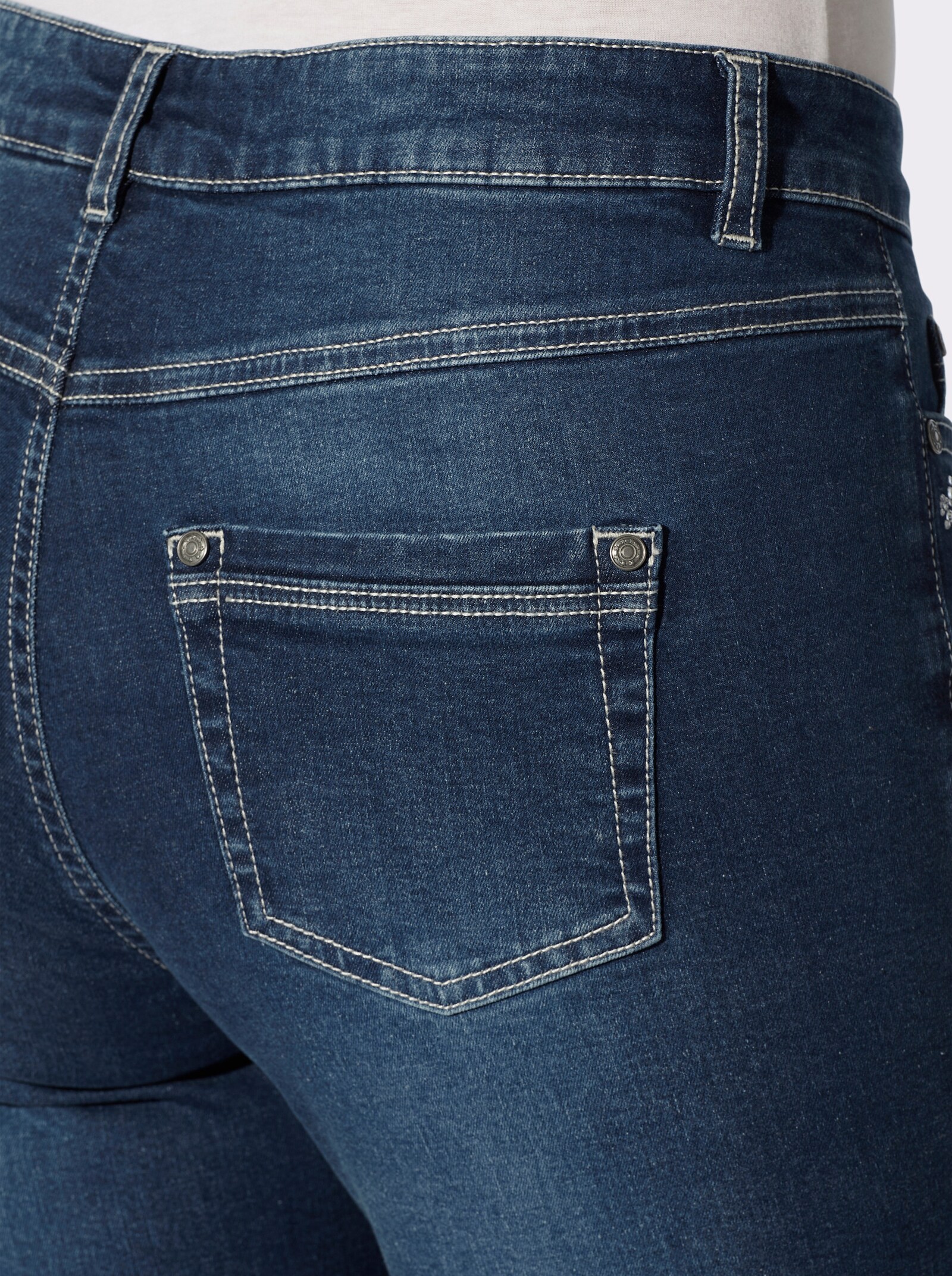 Skinny Jeans mit Glitzersteinchen - blue-stone-washed