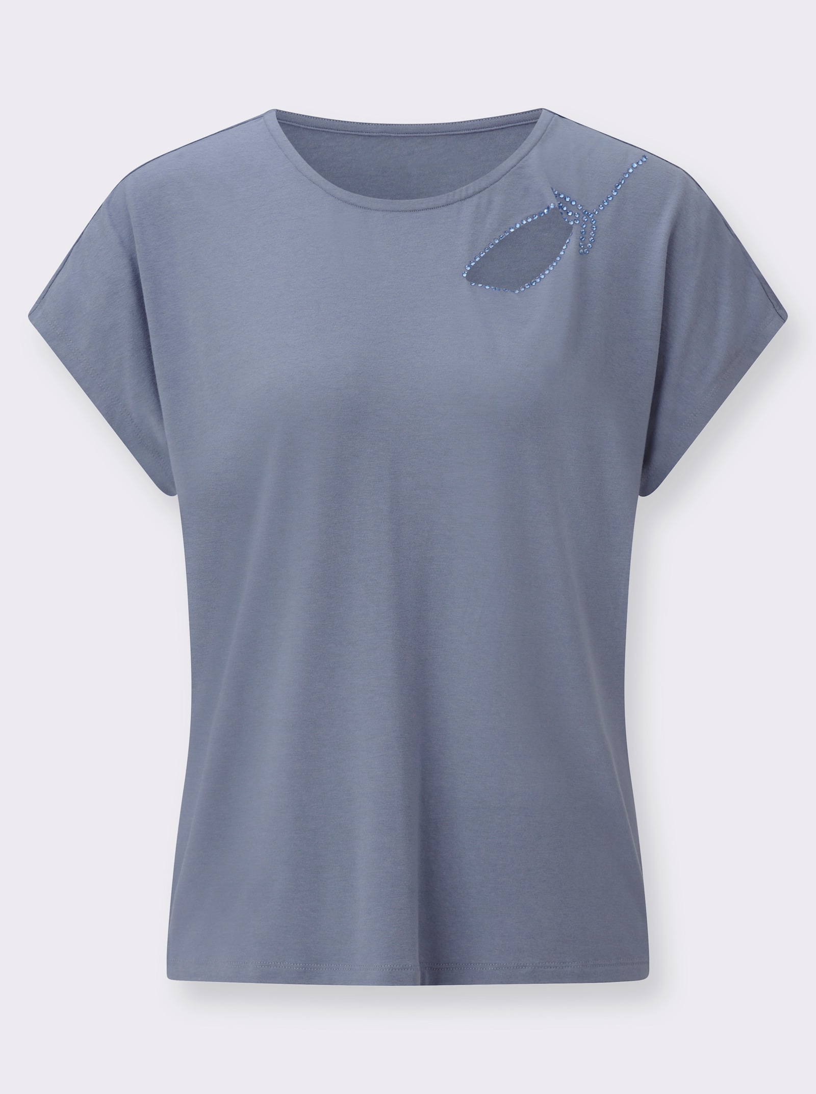 Kurzarmshirt mit Cut-out - taubenblau