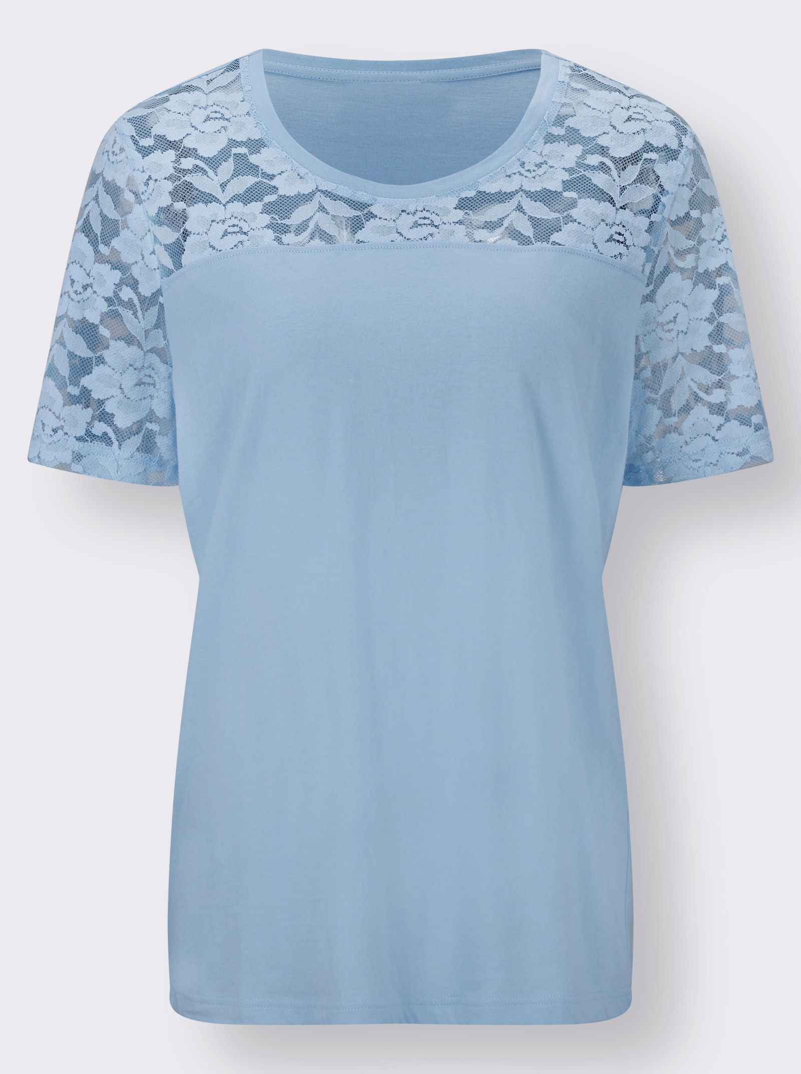 Capri-Schlafanzug mit Spitzen-Details - eisblau