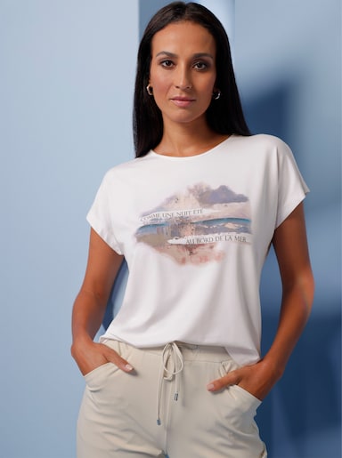 heine Kurzarmshirt - weiß-rauchblau