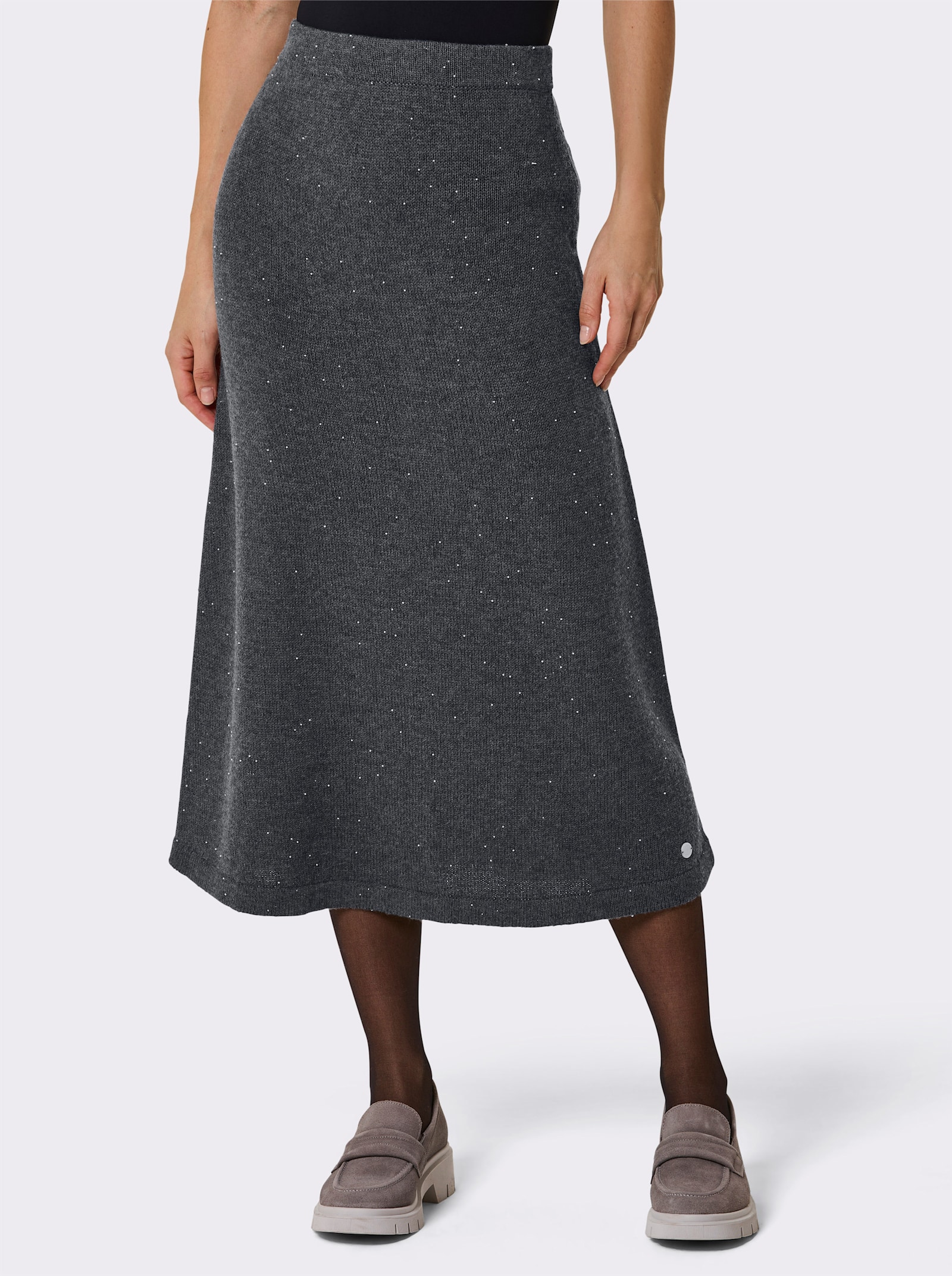 CREATION L PREMIUM Strickrock mit Wolle und Kaschmir - anthrazit