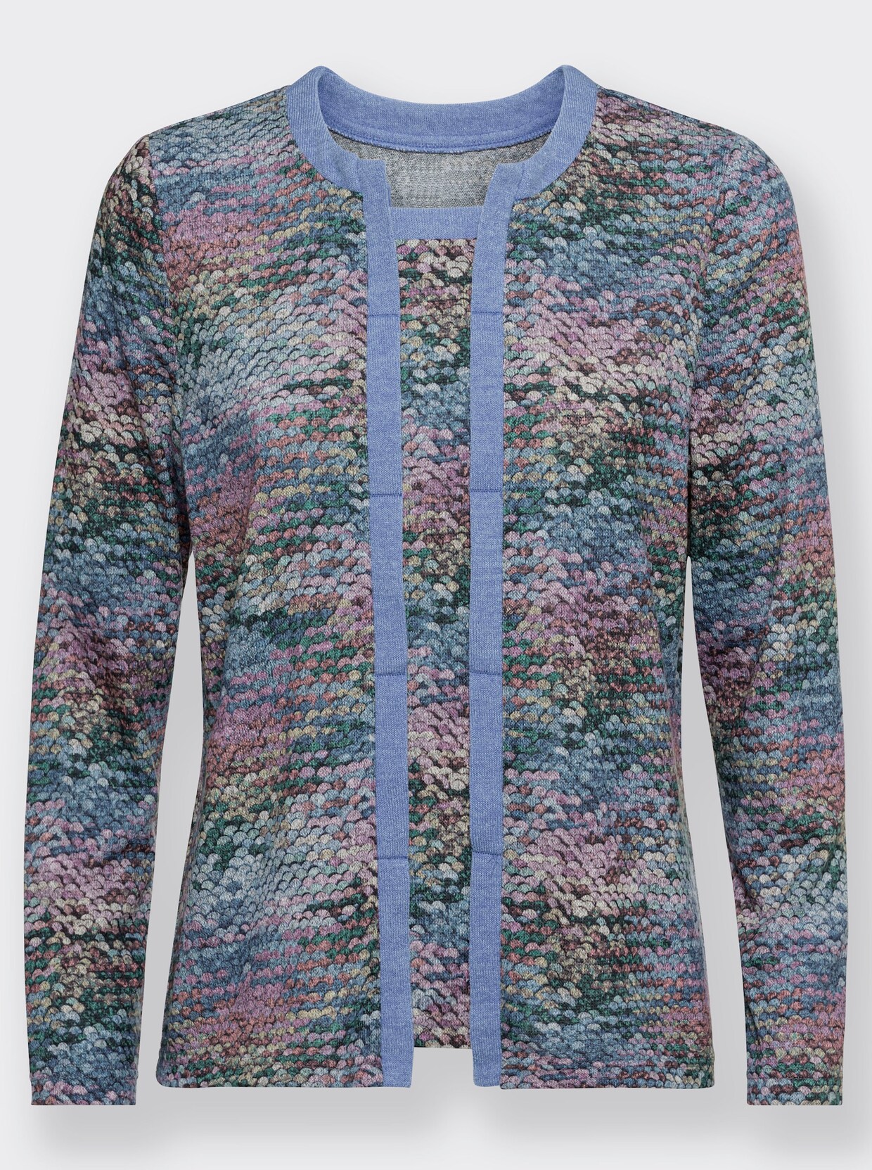 2-in-1-Langarmshirt - bleu-rosé-bedruckt