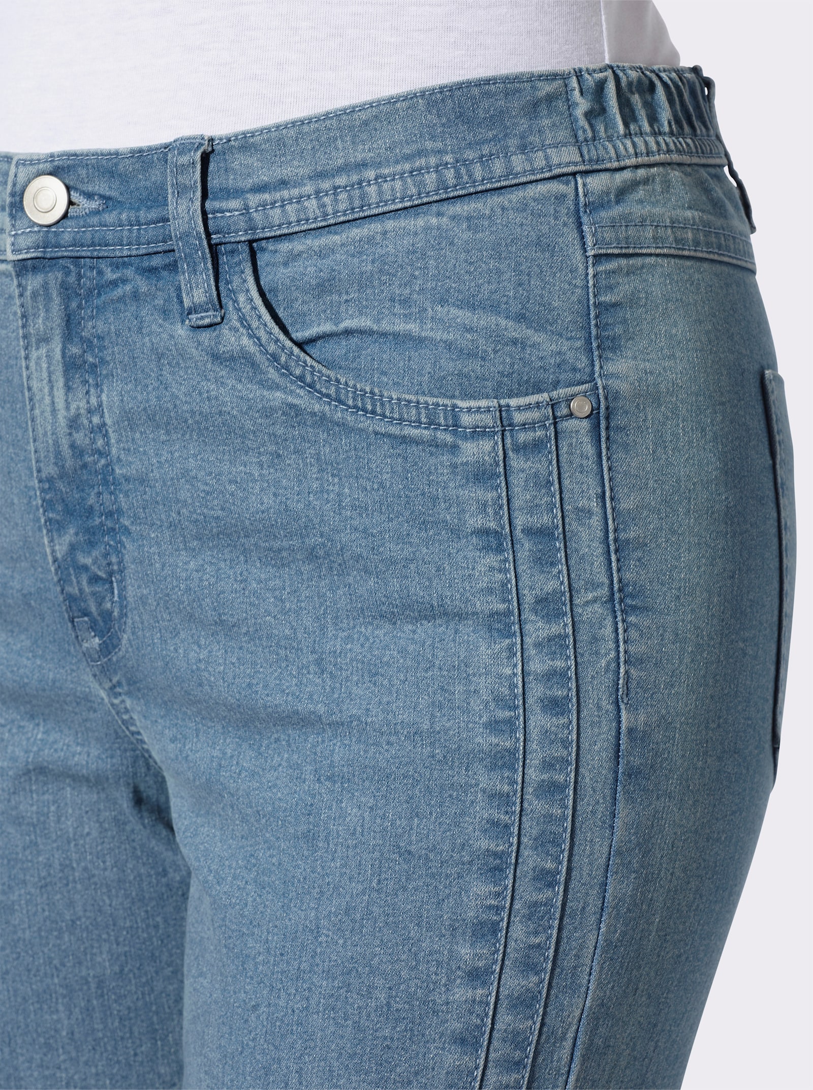 Džíny s boční vsadkou - bělená modrá