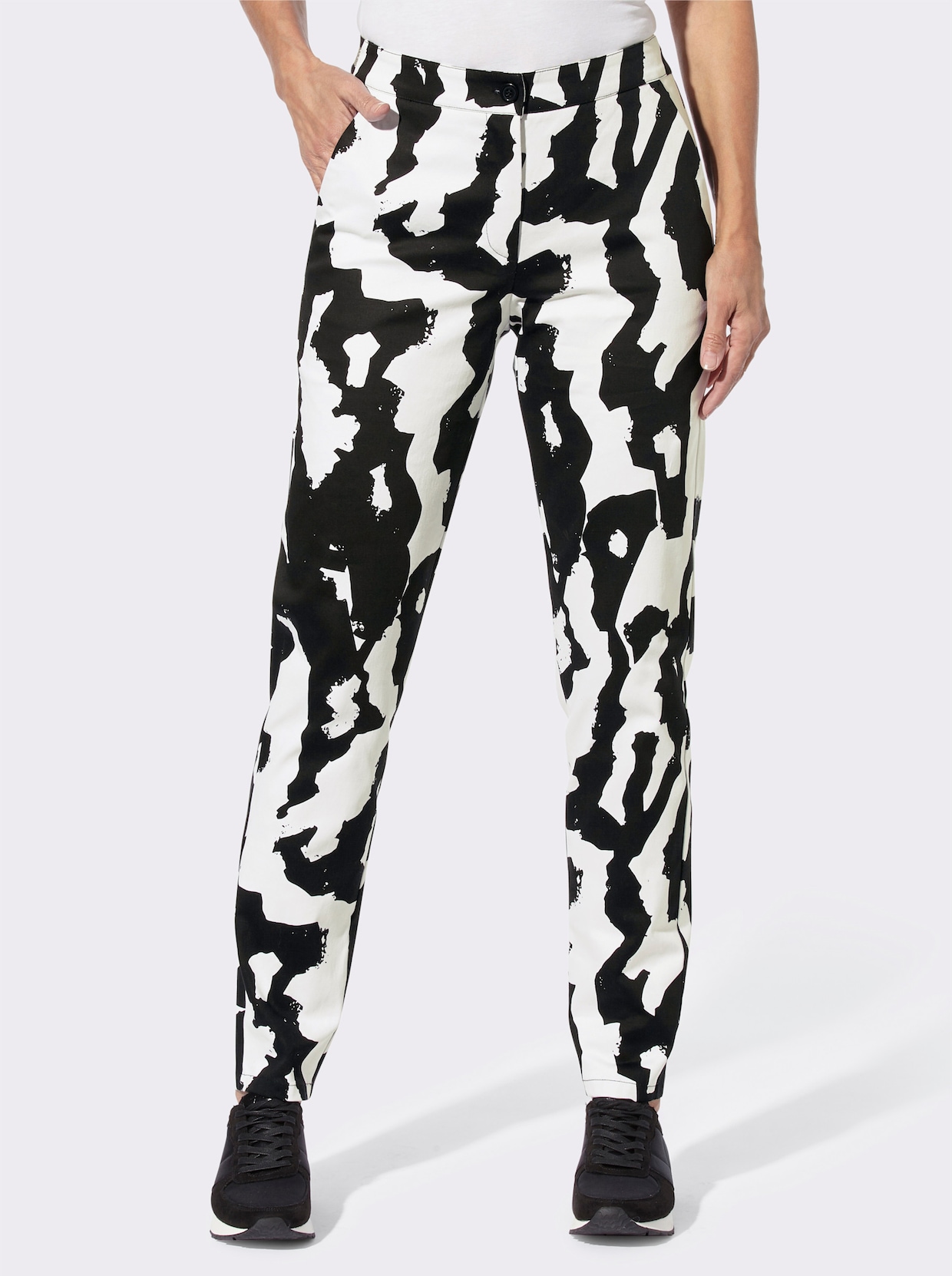 5-pocket jeans - zwart/wit geprint
