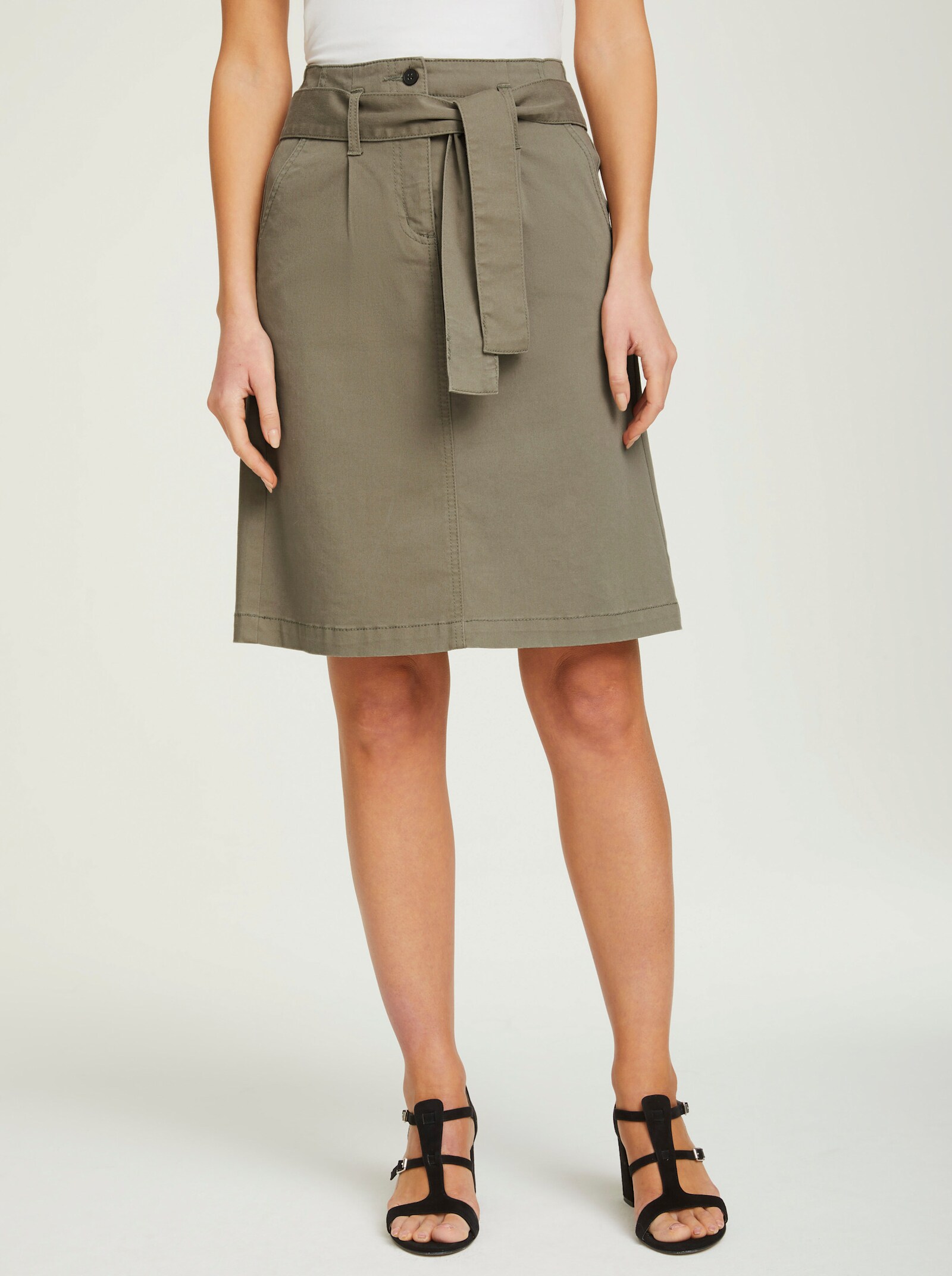 heine Webrock mit Bundfalten - schlamm