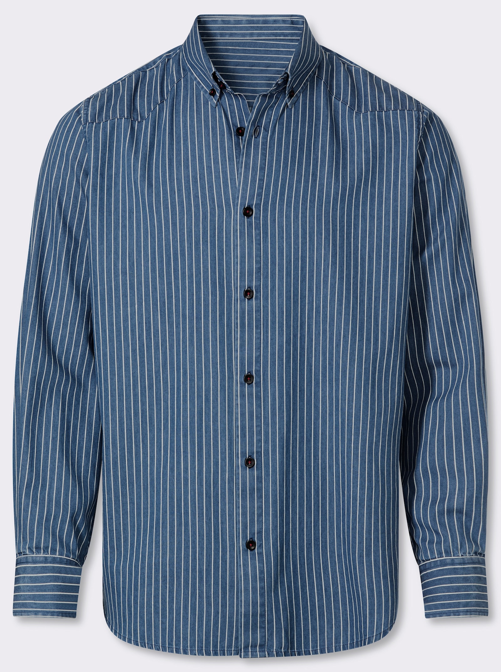 Marco Donati Jeanshemd mit Denim-Optik - blue-stone-gestreift