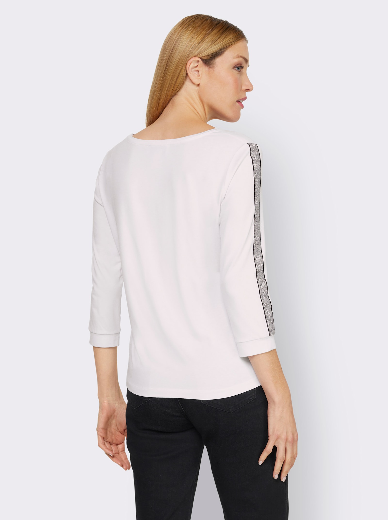 heine Shirt met 3/4-mouwen en glitteraccenten - ecru geprint