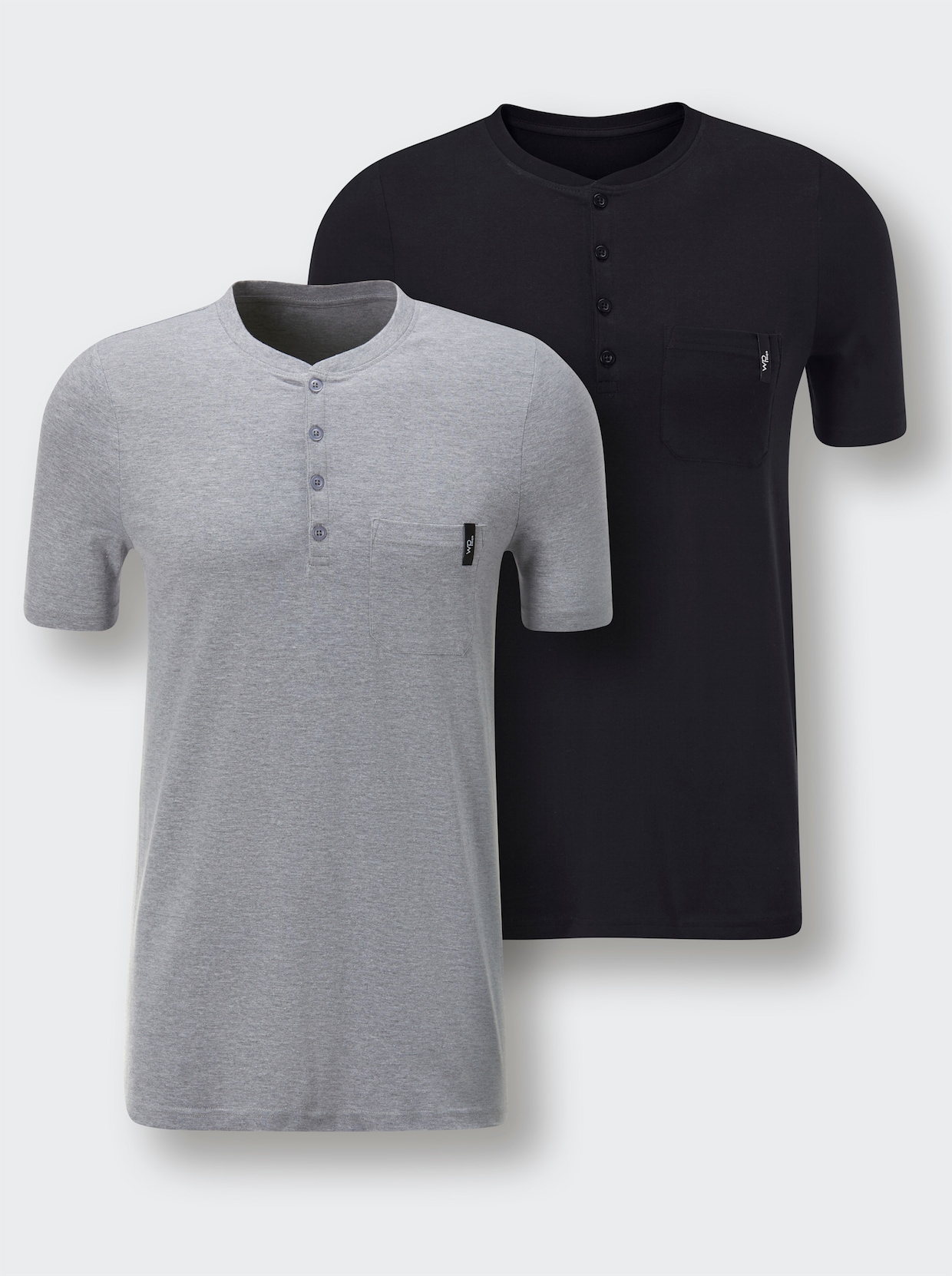 wäschepur men Shirt - schwarz + grau-meliert