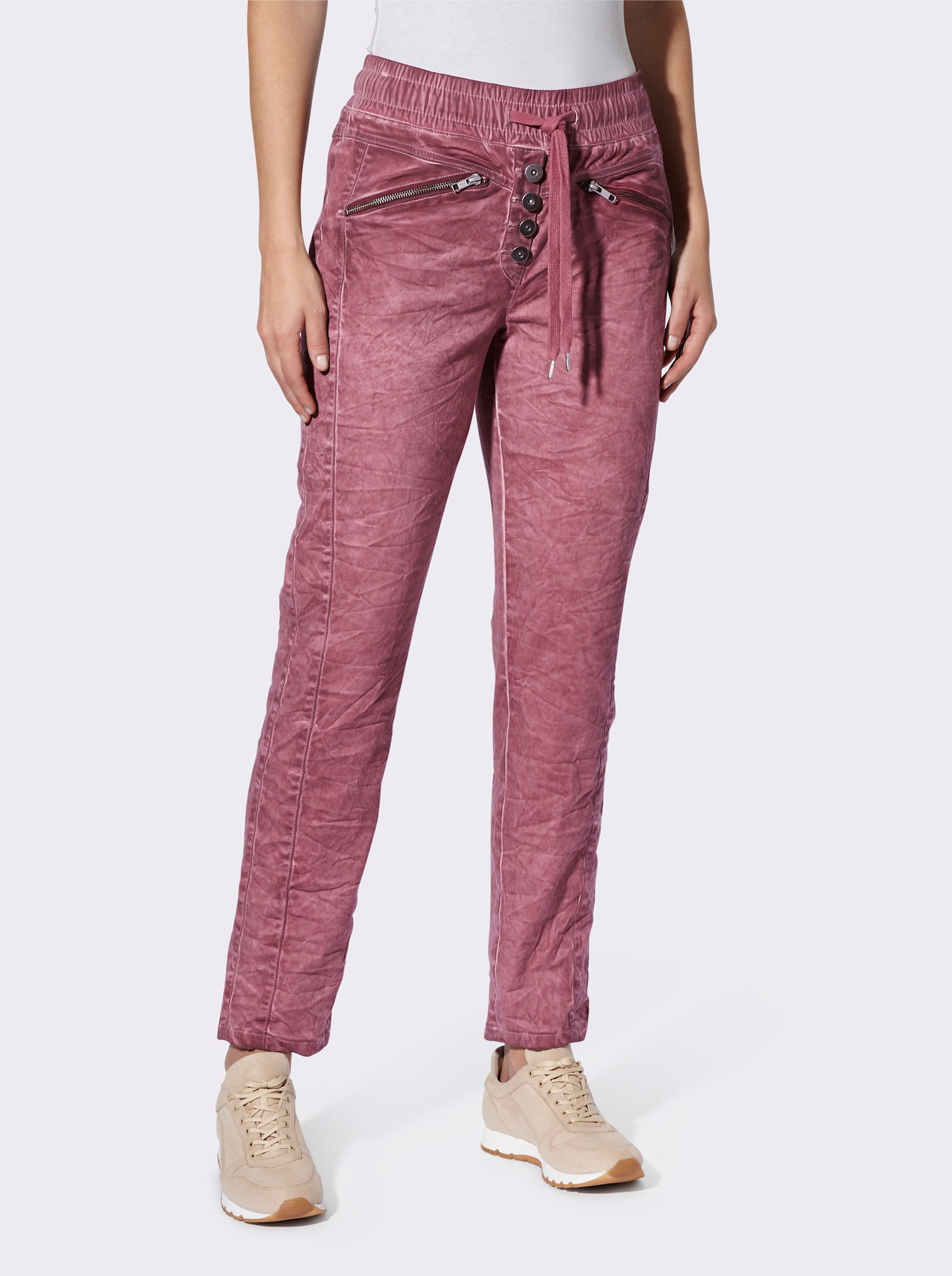 heine Comfortbroek van crinkle-stof - bordeaux