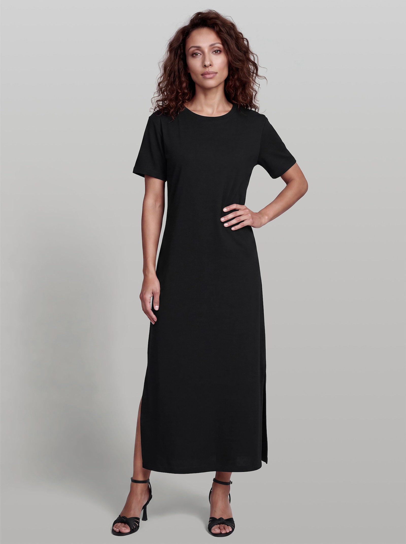 heine Jerseykleid mit Schlitz - schwarz
