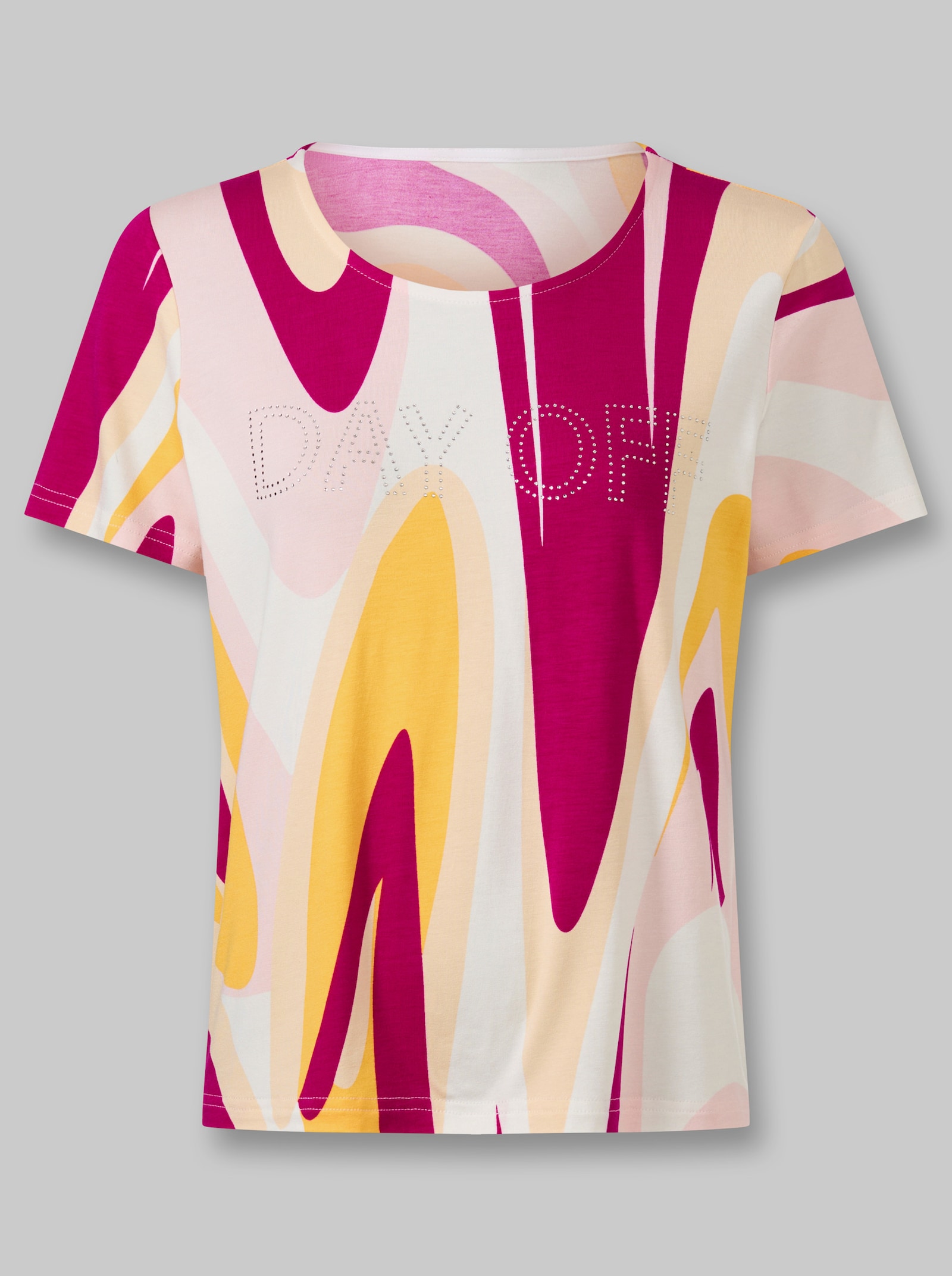 heine Kurzarmshirt mit Grafikprint - pink-sonnengelb-gemustert