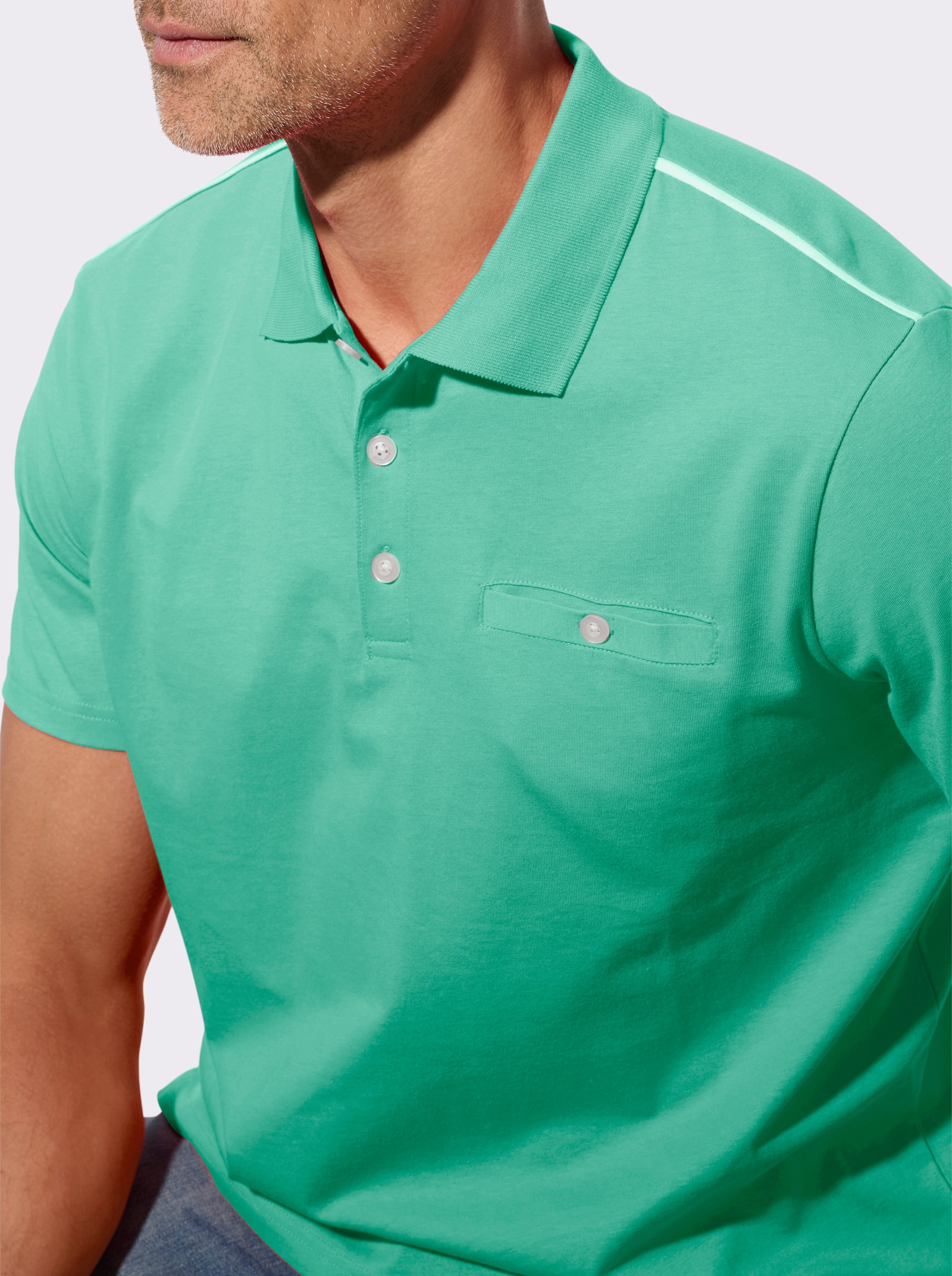 Poloshirt met knoopsluiting - blauwgroen