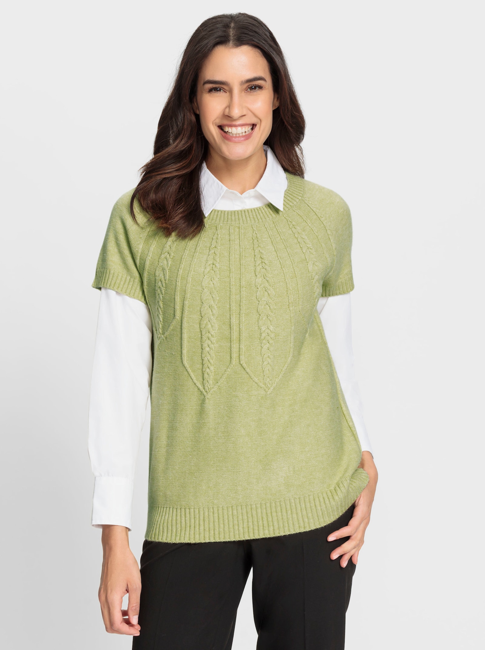 Pullunder im Mustermix vorne - lindgrün-meliert