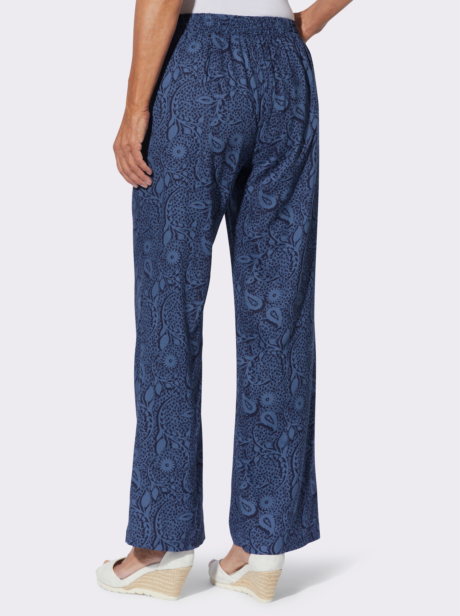 Druckhose in Schlupfform - jeansblau-marine-bedruckt