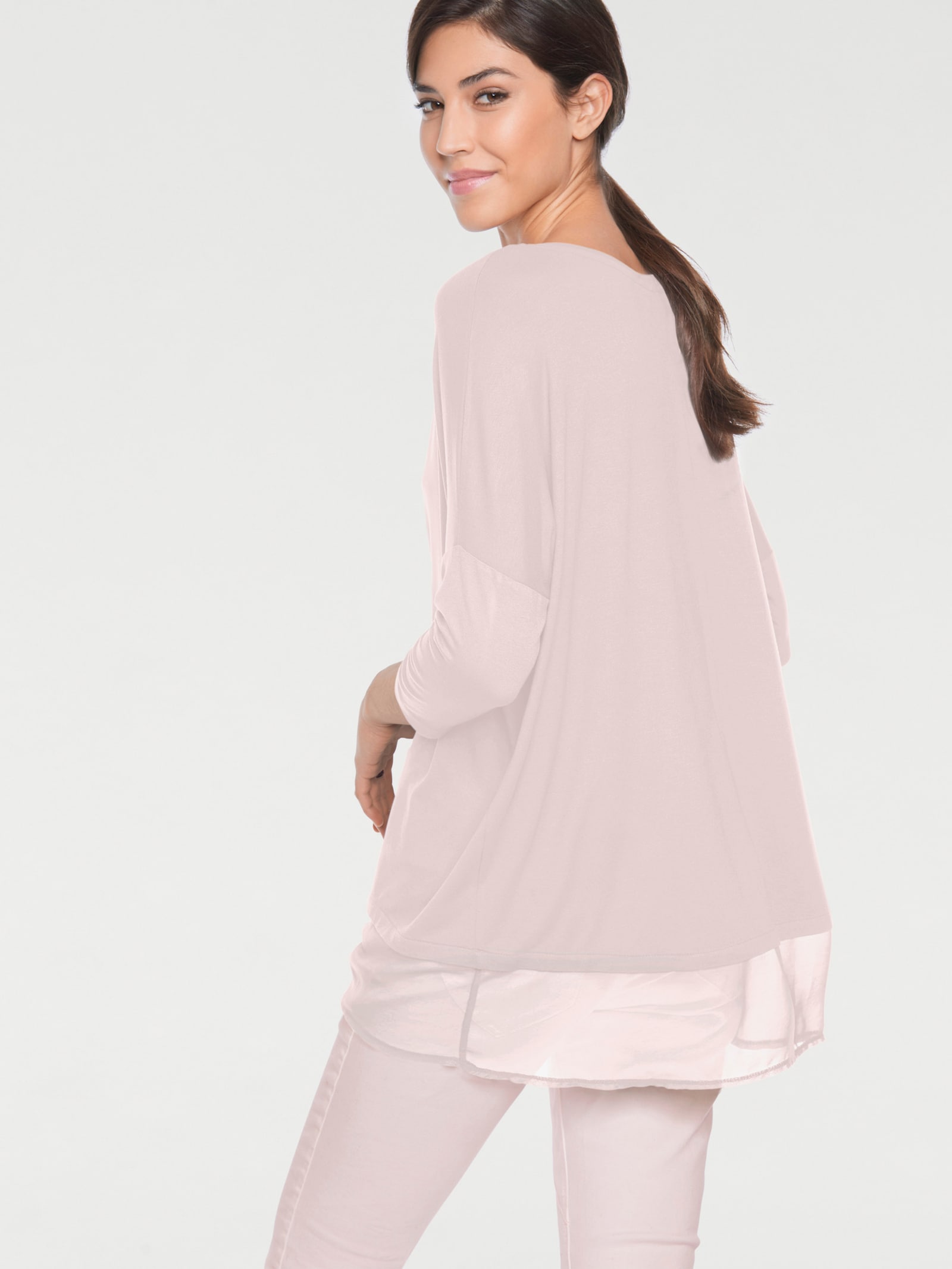 heine Oversize-Shirt mit Chiffon-Saum - rosé