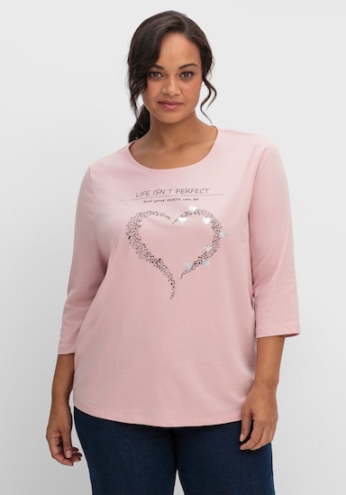 3/4-Arm-Shirt mit Herz-Motiv - hortensie-schwarz