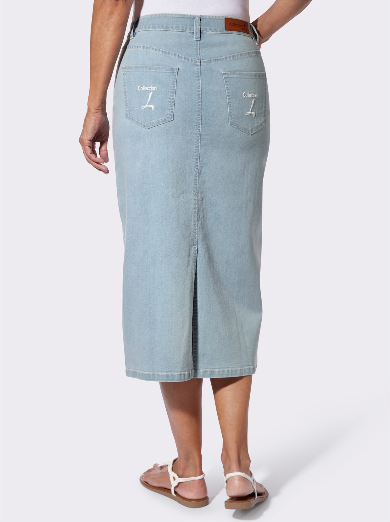 Jeansrock mit Gehschlitz hinten - blue-bleached