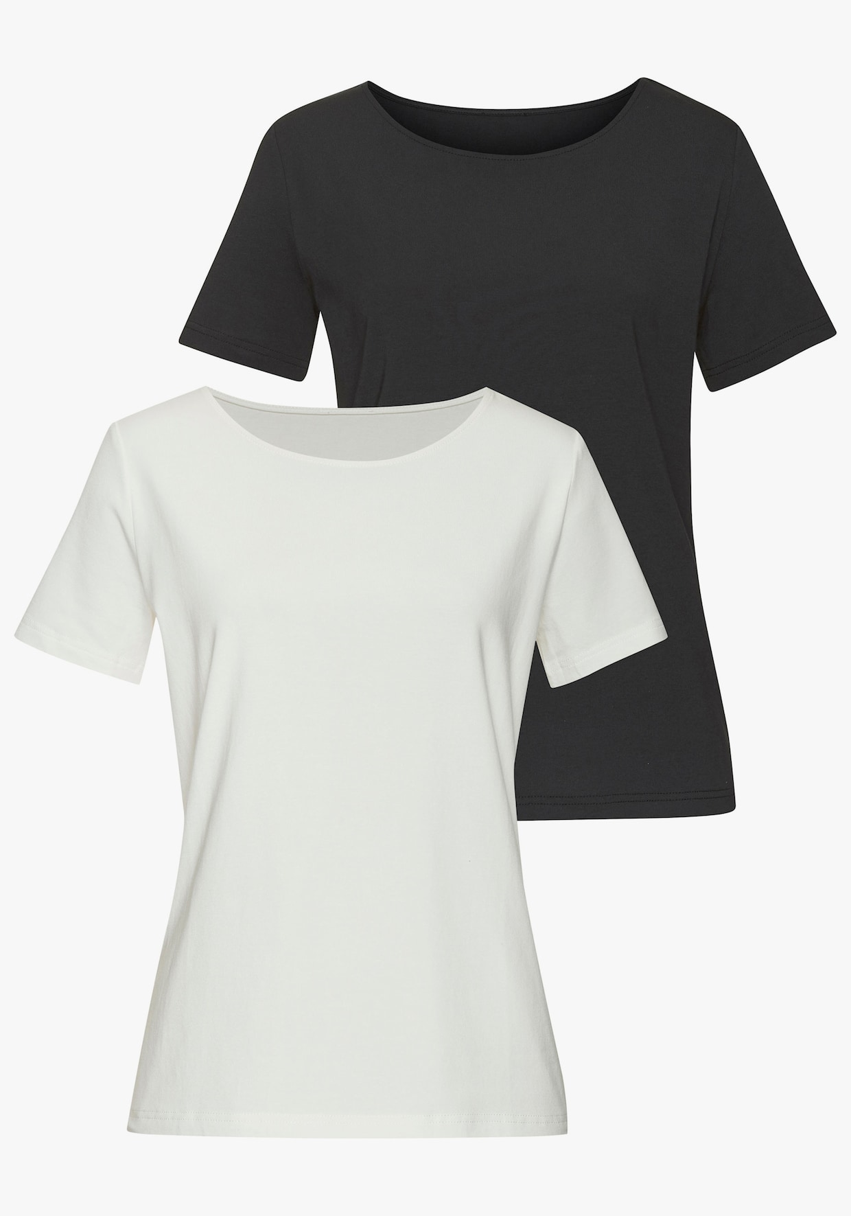 LASCANA T-shirt - crème, zwart