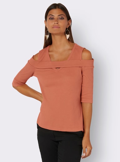 3/4-Arm-Shirt mit Cut-outs - papaya