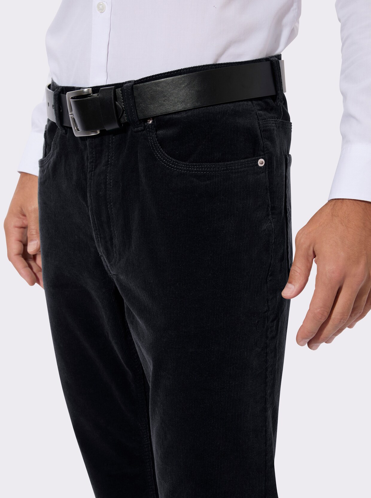 Cordhose aus Baumwoll-Stretch - marine