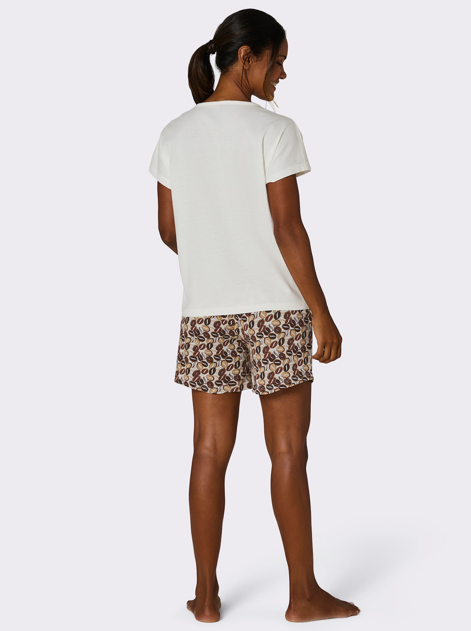 wäschepur Shorty - ecru-camel-bedruckt