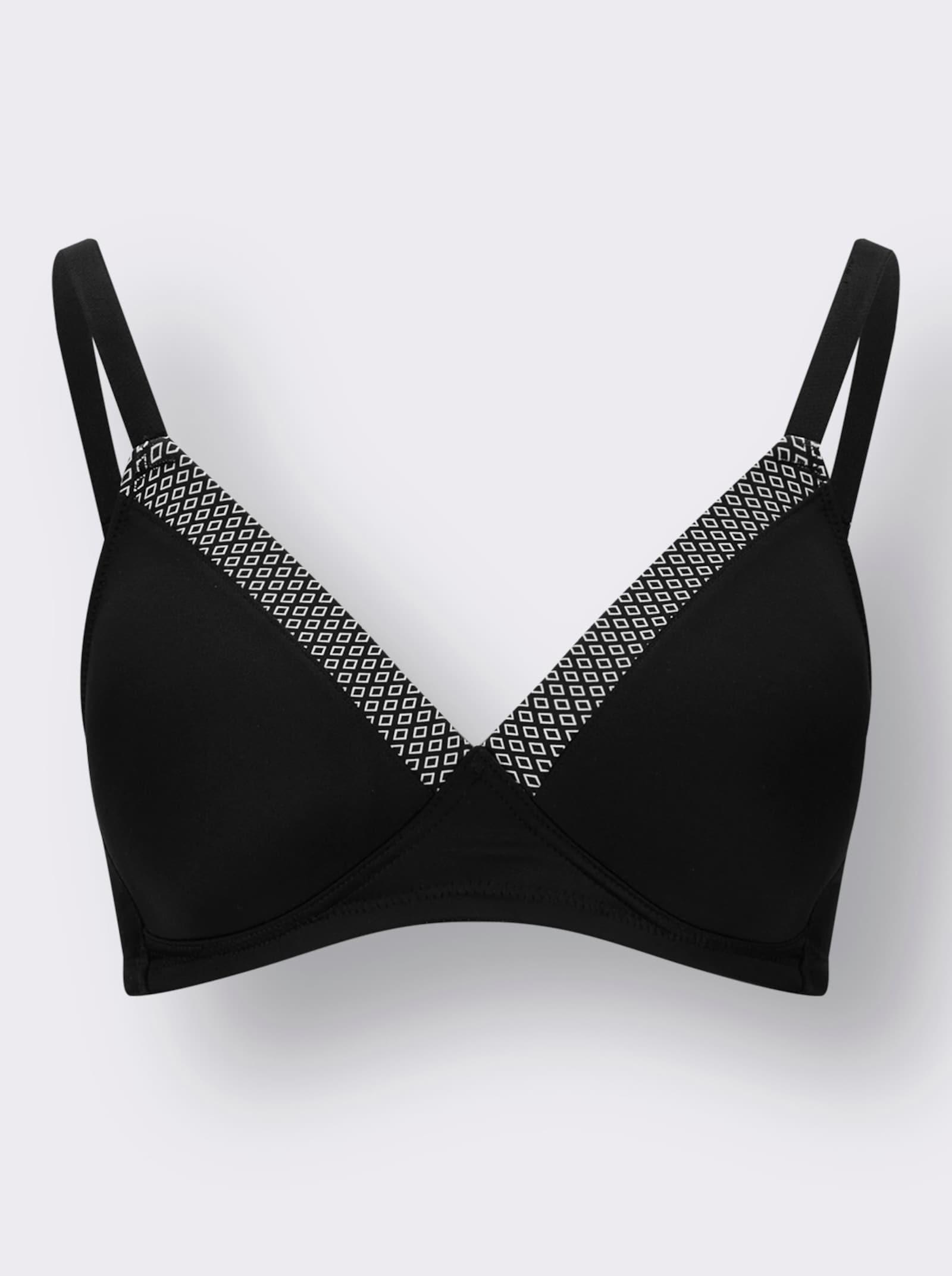 wäschepur T-shirtbeha zonder beugel van rekbaar materiaal - zwart geprint