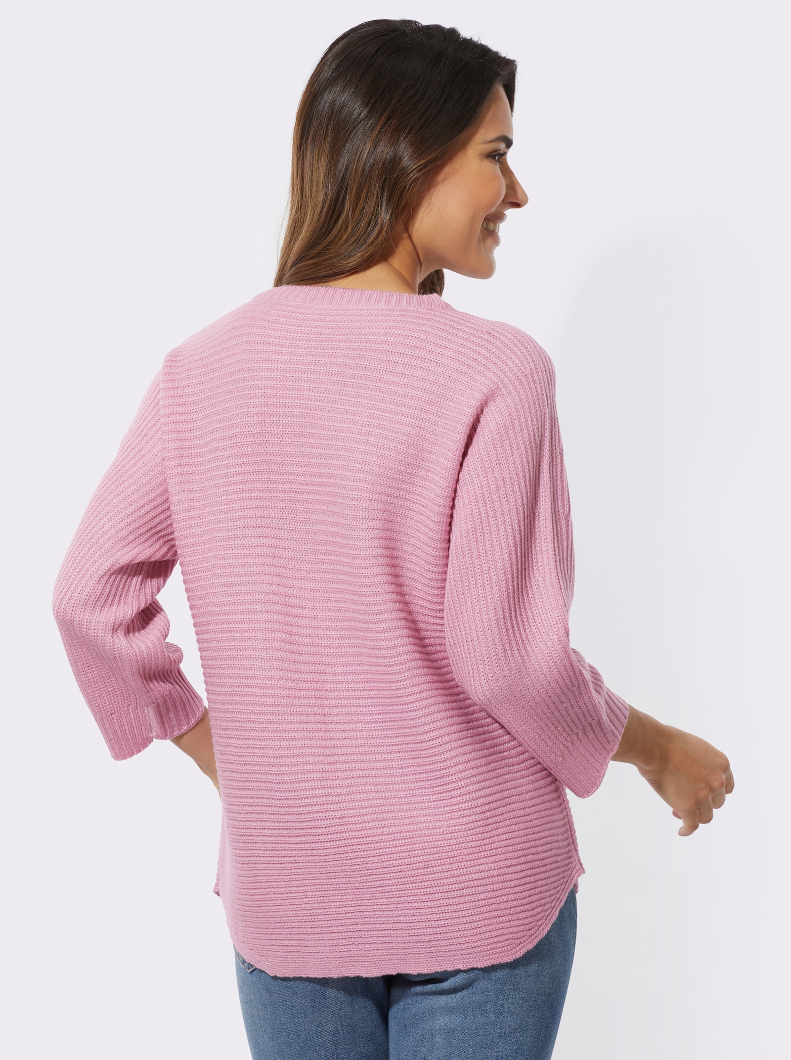 Rundhalspullover mit Fledermaus-Ärmeln - rosé