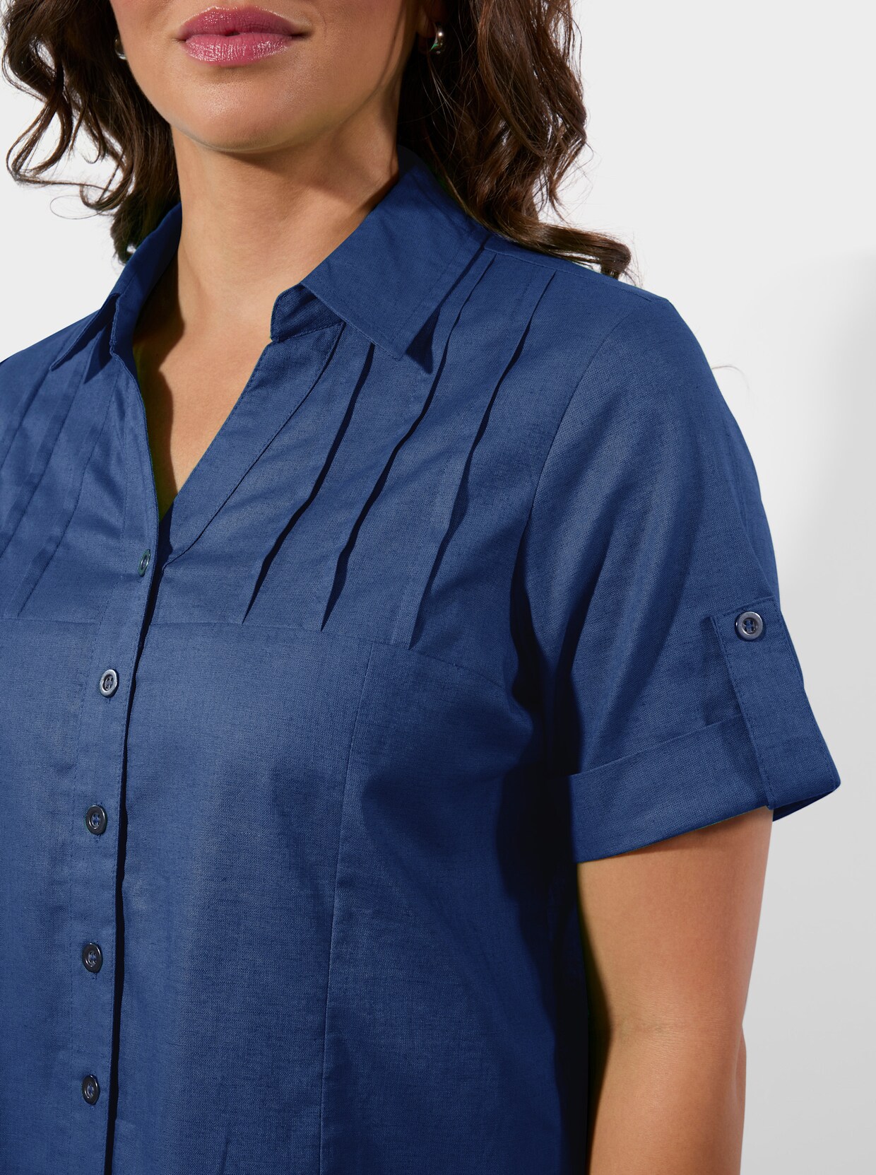 Kurzarm-Bluse - royalblau