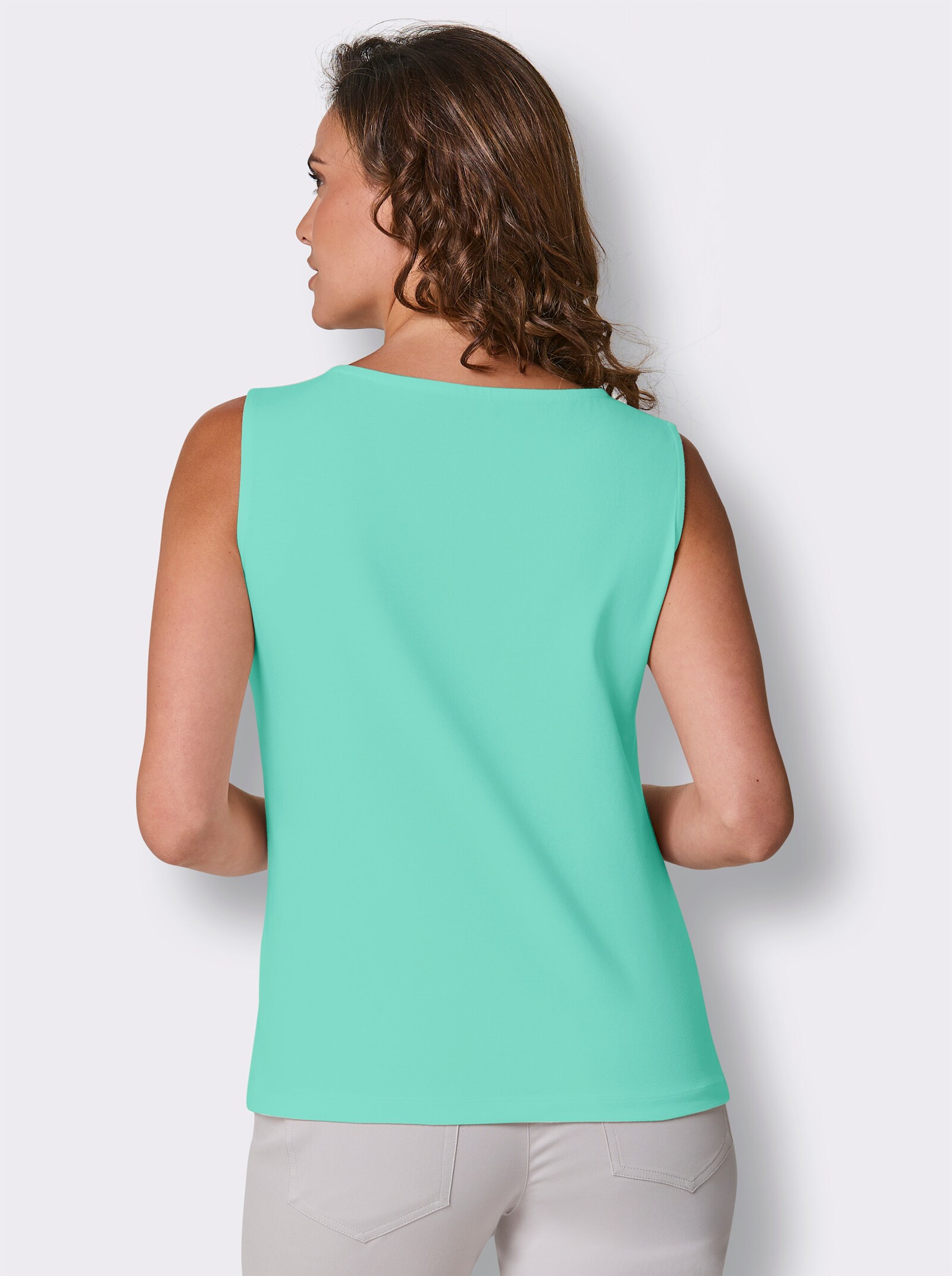 CREATION L PREMIUM Shirttop mit Glitzersteinchen - blaugrün