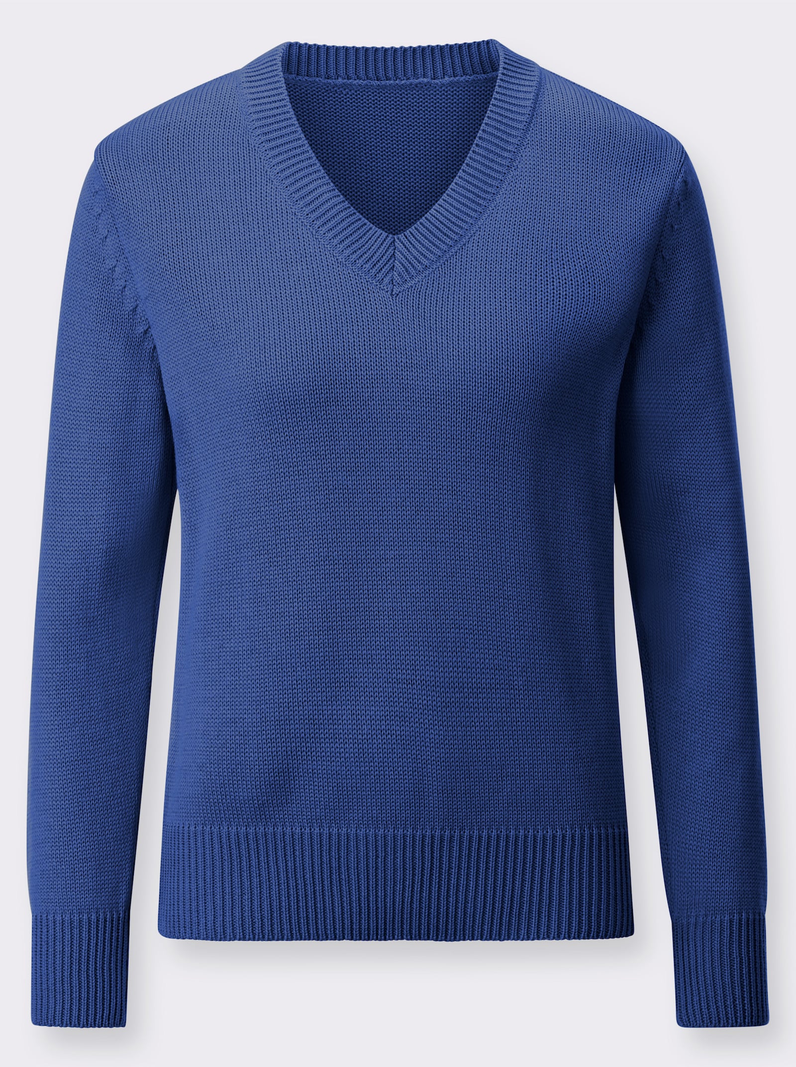 V-Ausschnitt-Pullover mit Baumwolle - royalblau