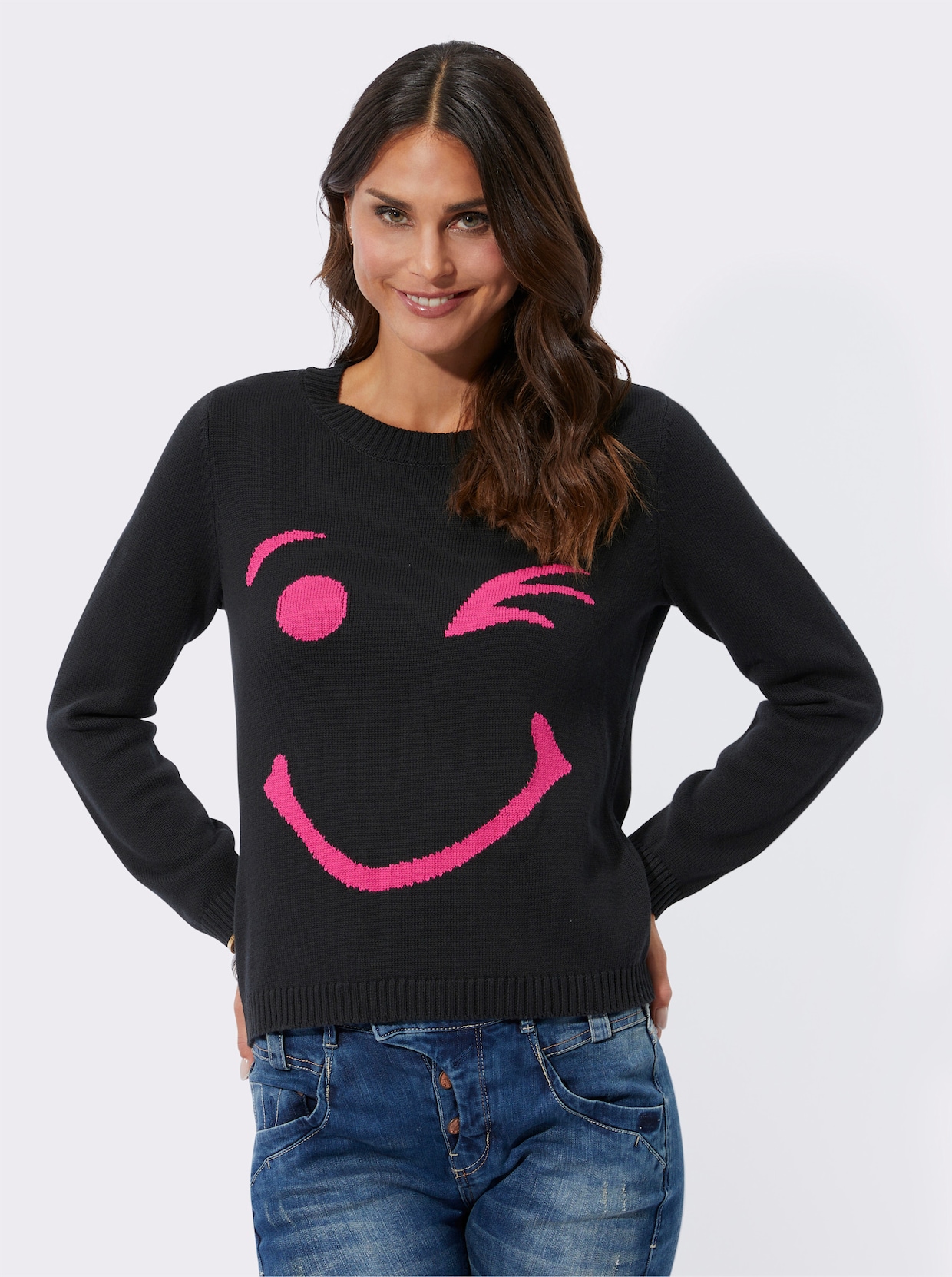 Pullover - schwarz-fuchsia