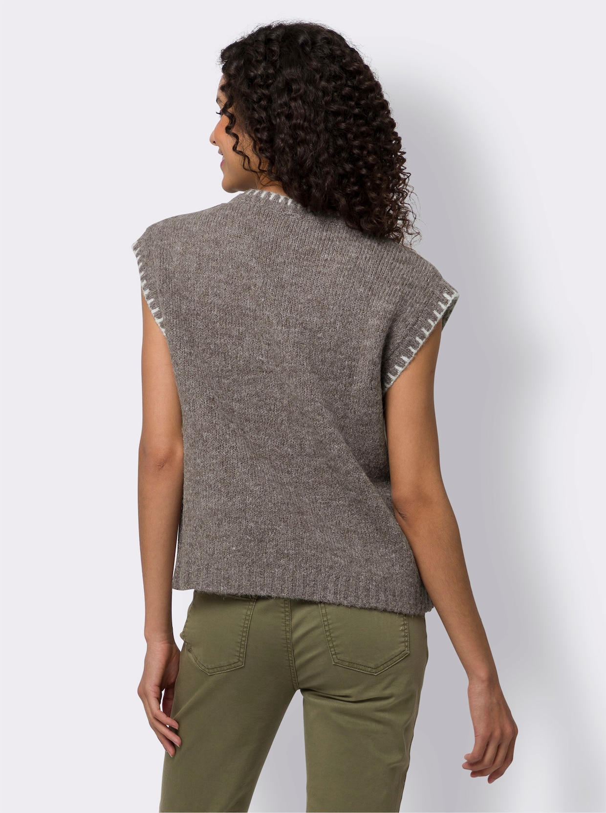 heine Slip-over - donkertaupe gemêleerd