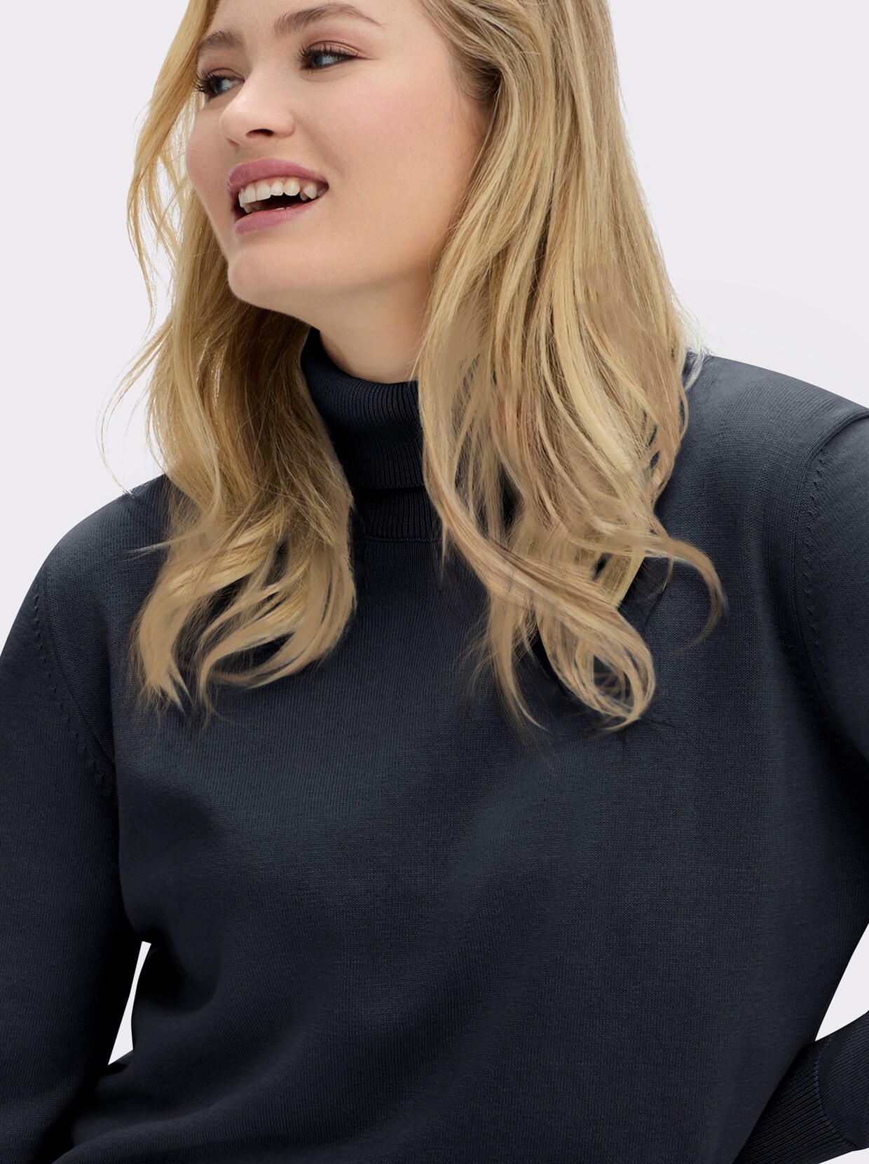 Rollkragenpullover aus reiner Baumwolle - marine