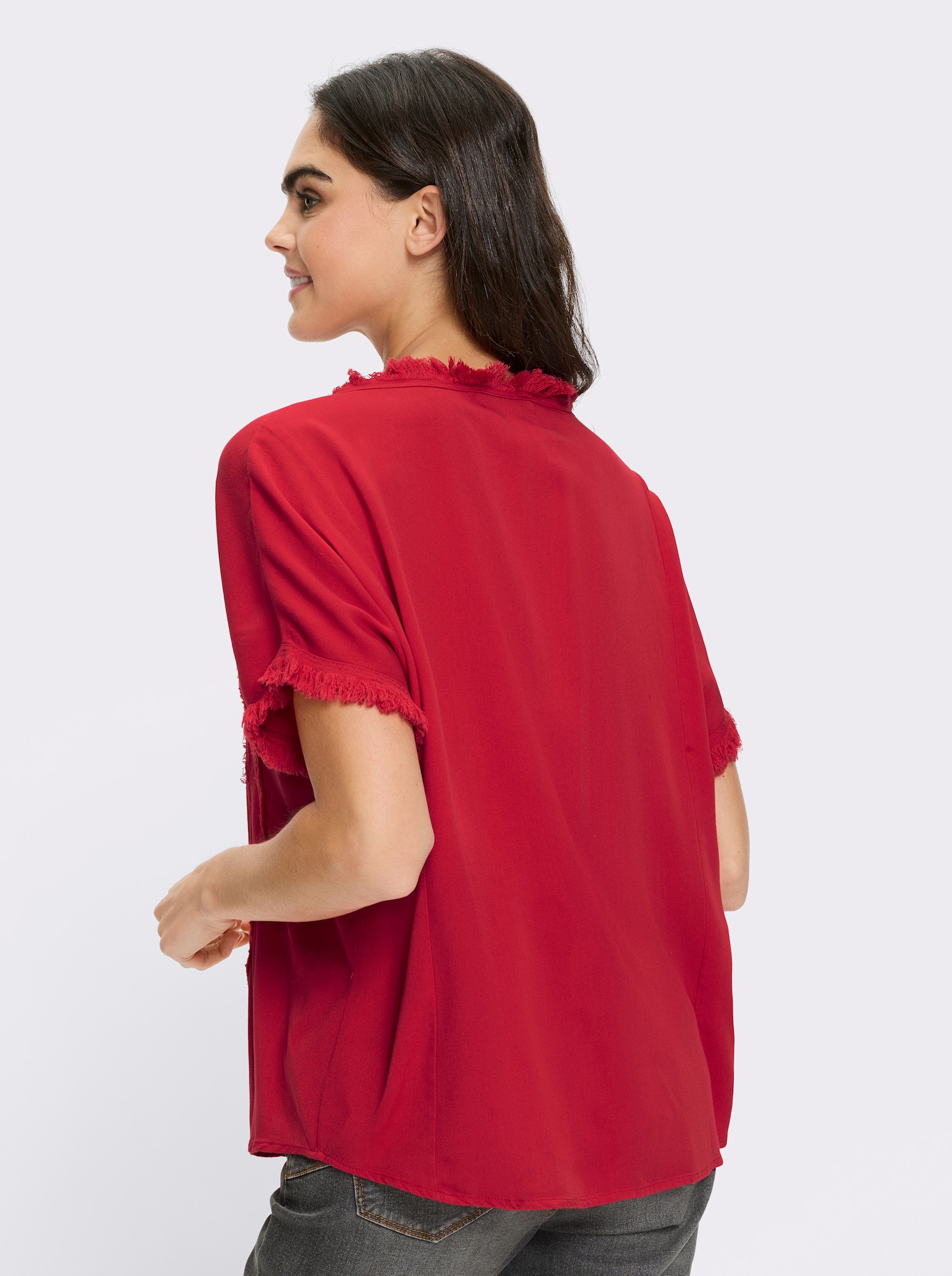 heine Kurzarmbluse mit Applikation - erdbeere