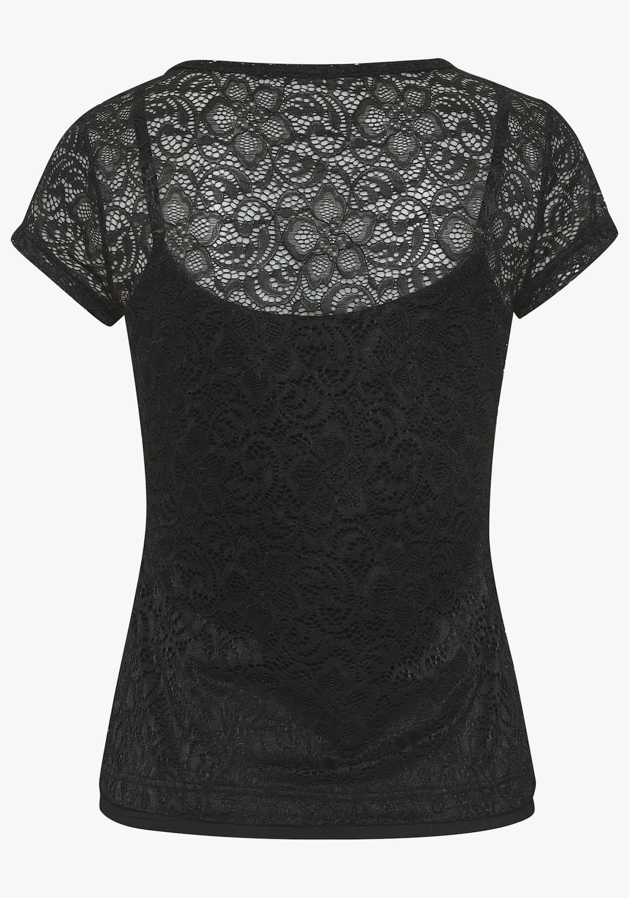 LASCANA T-shirt en dentelle - noir