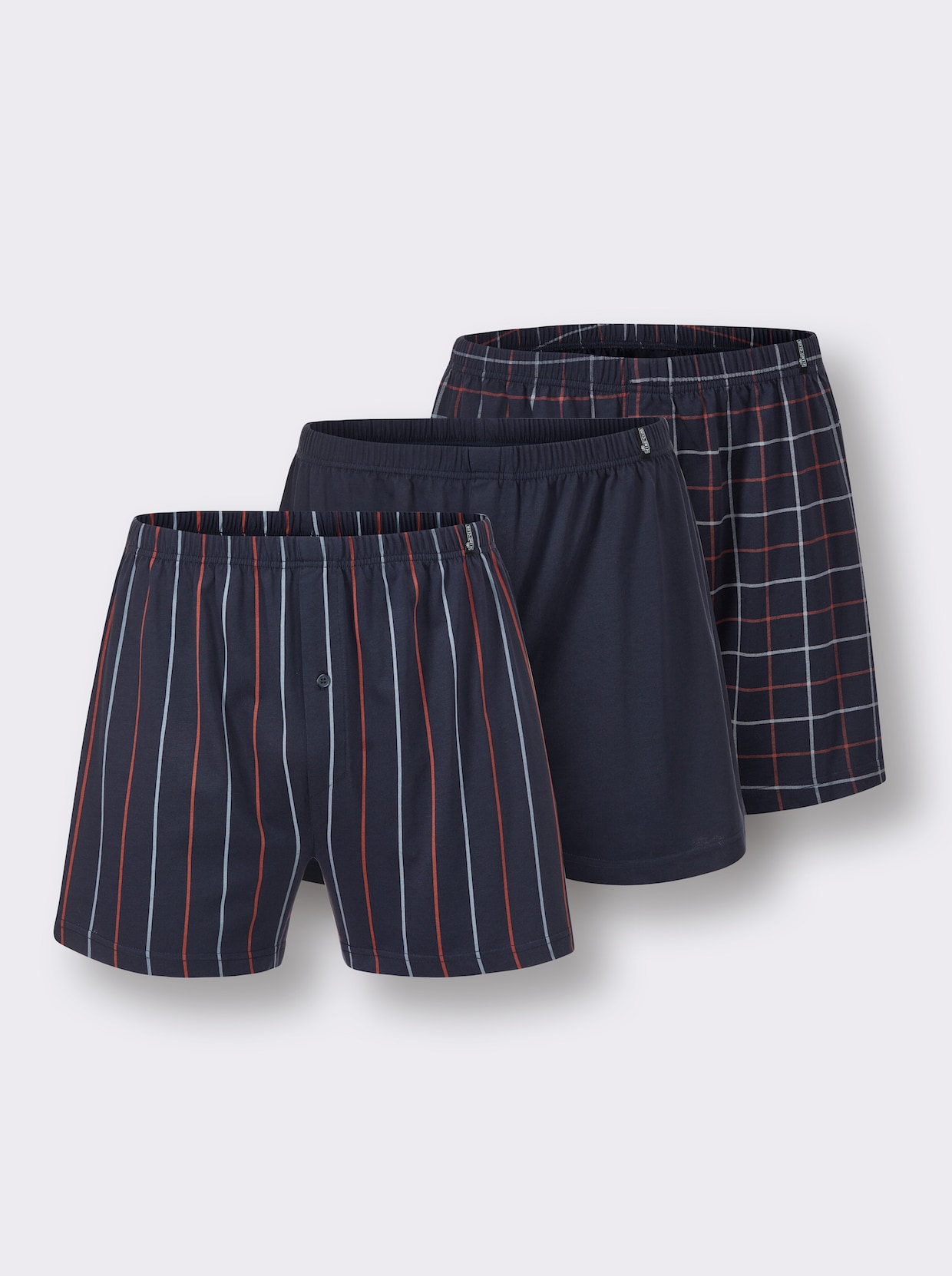 KINGsCLUB Boxershorts - marine gestreept + marine + marine geruit