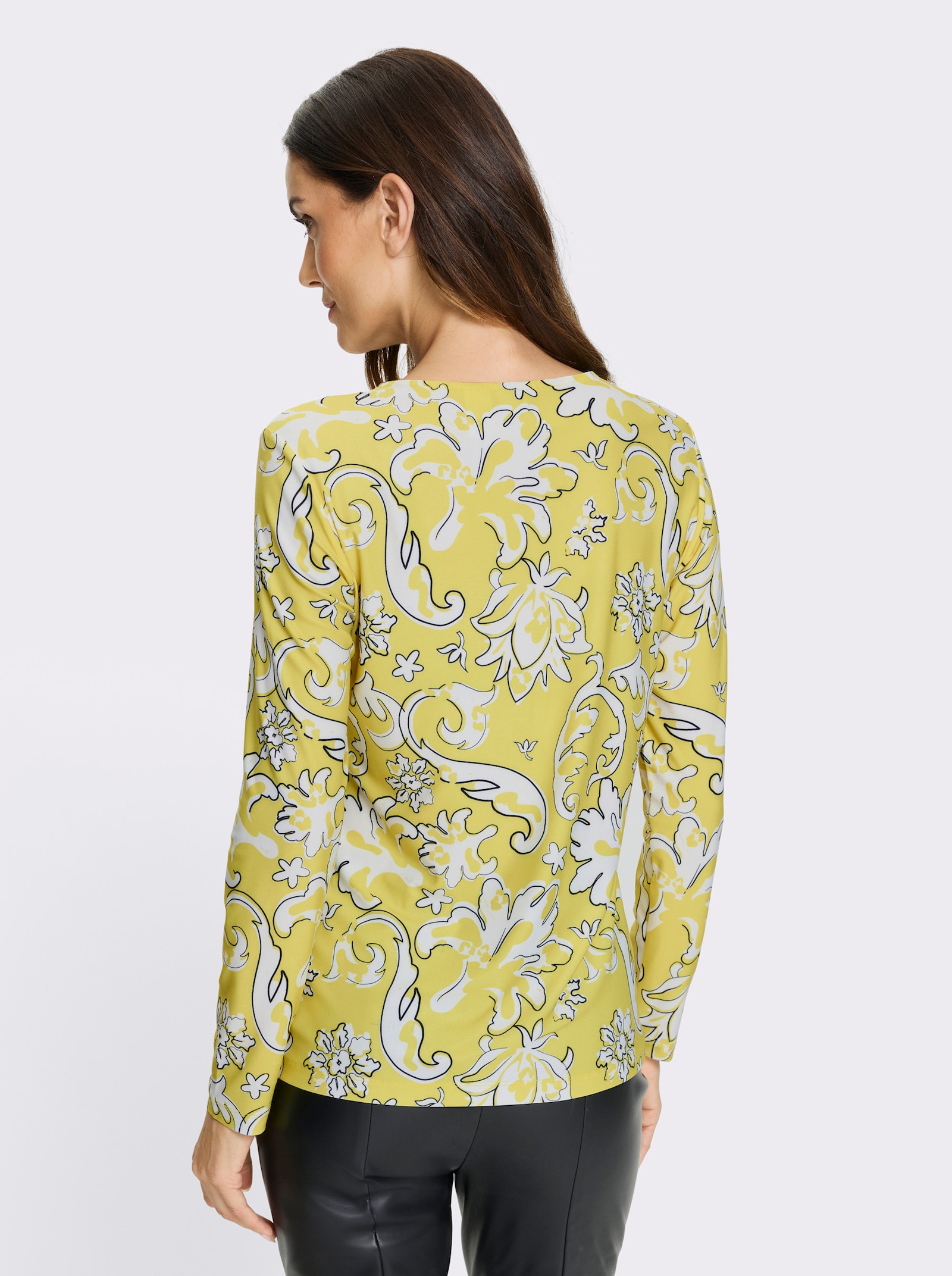 heine Langarmshirt aus Kofferware - limone-ecru-bedruckt