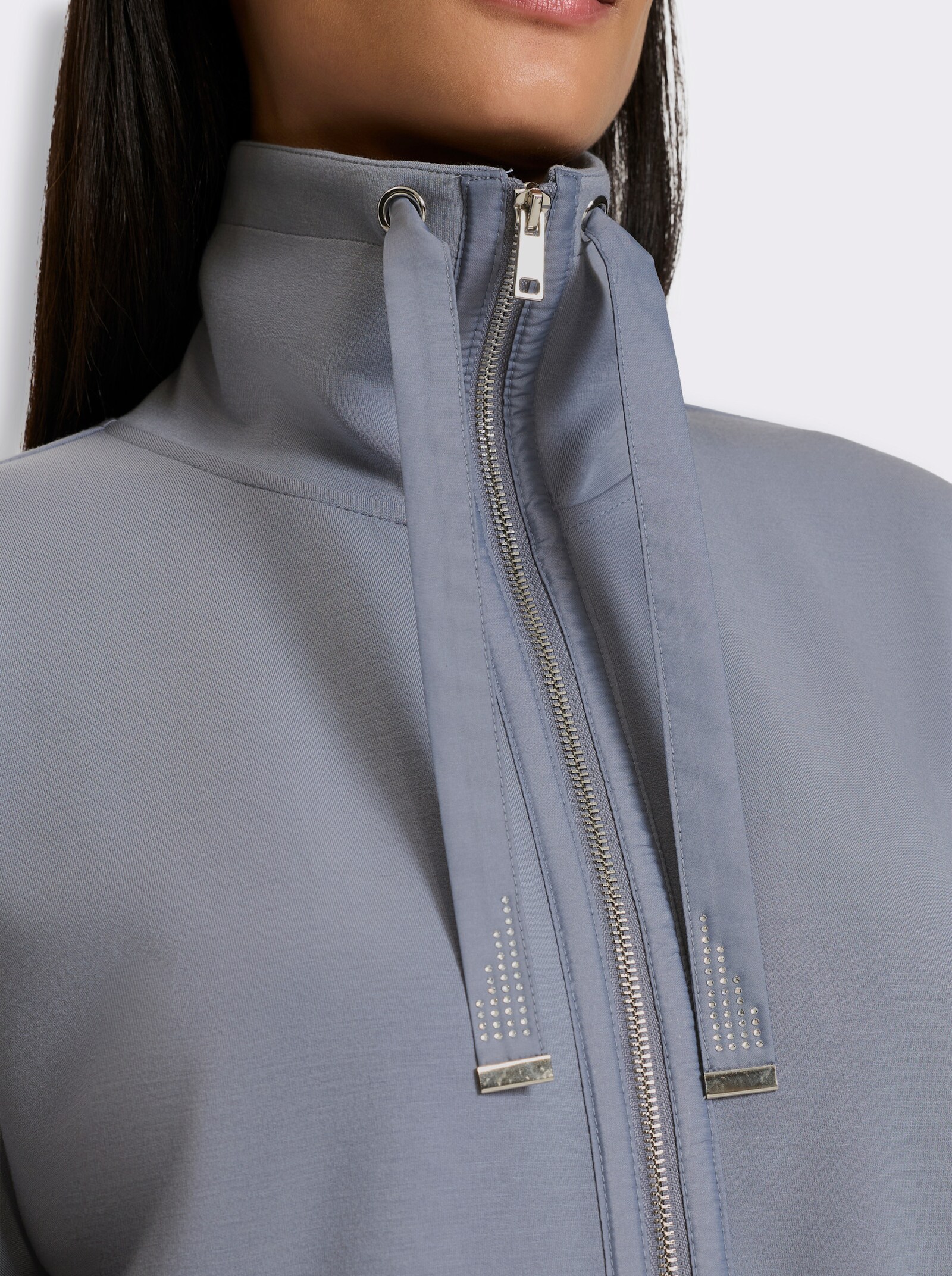 heine Shirtjacke mit Stehkragen - taubenblau