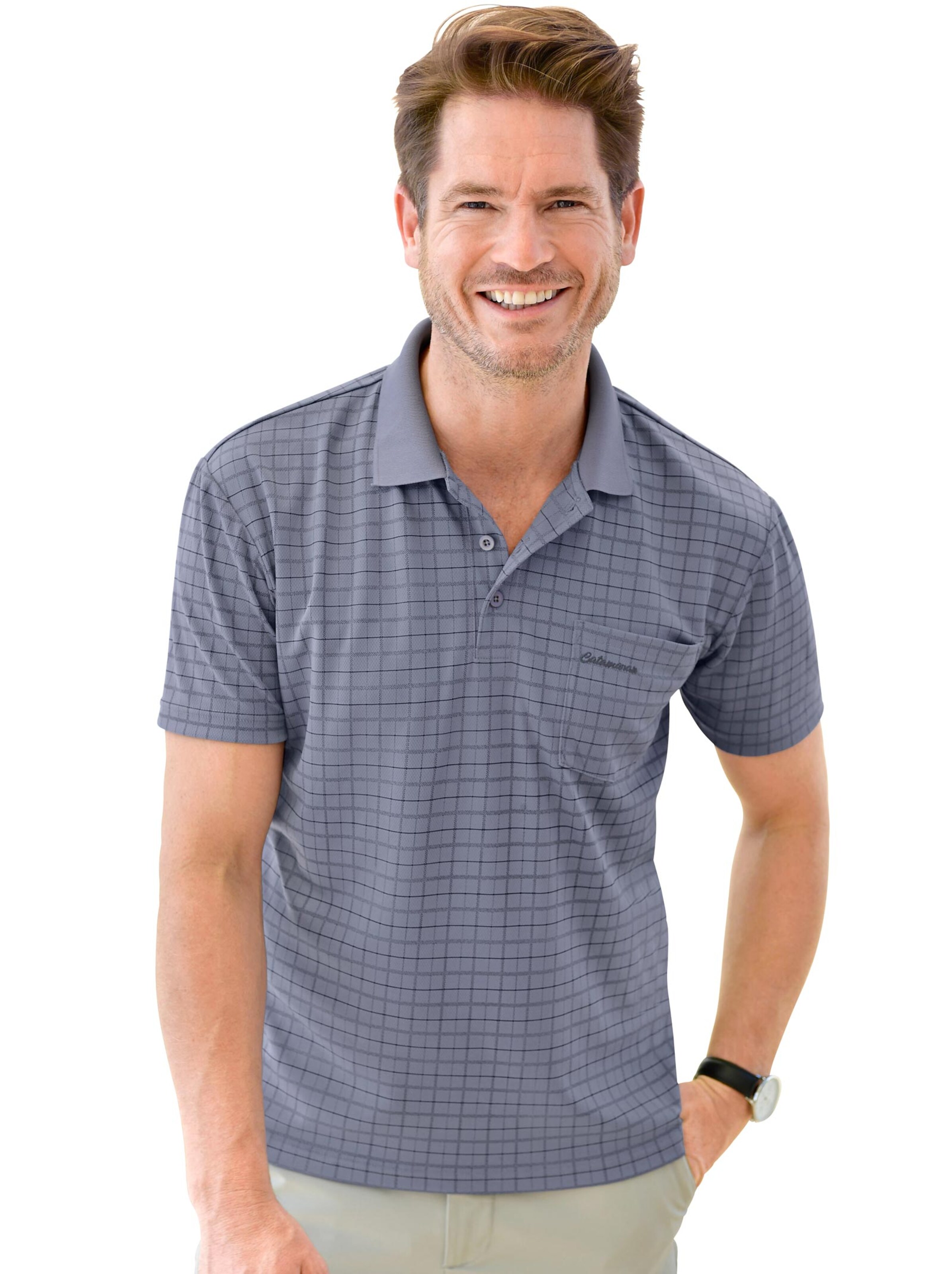 Catamaran Kurzarm-Poloshirt - blau-kariert