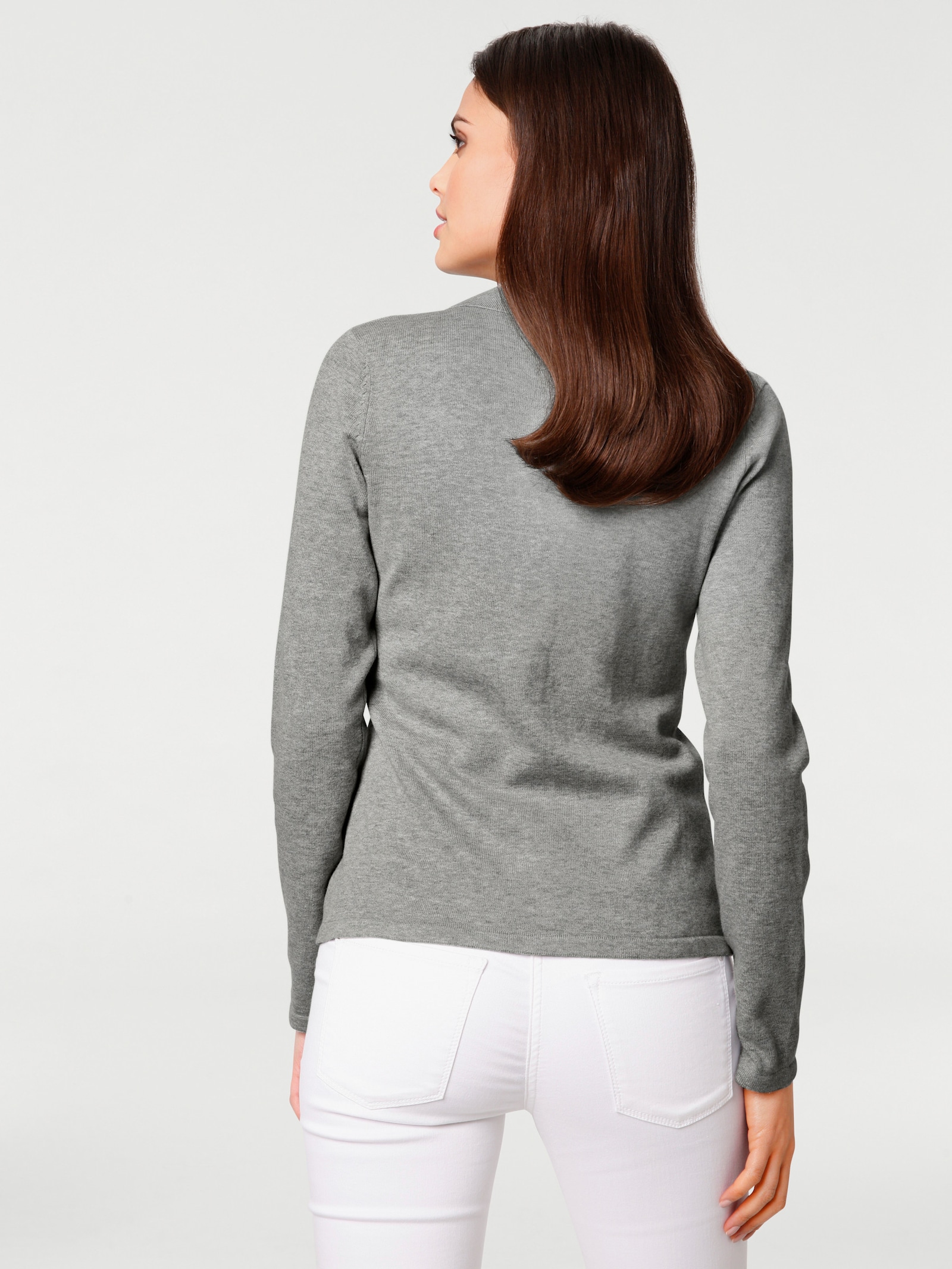 heine Feinstrickjacke mit Reverskragen - grau-melange