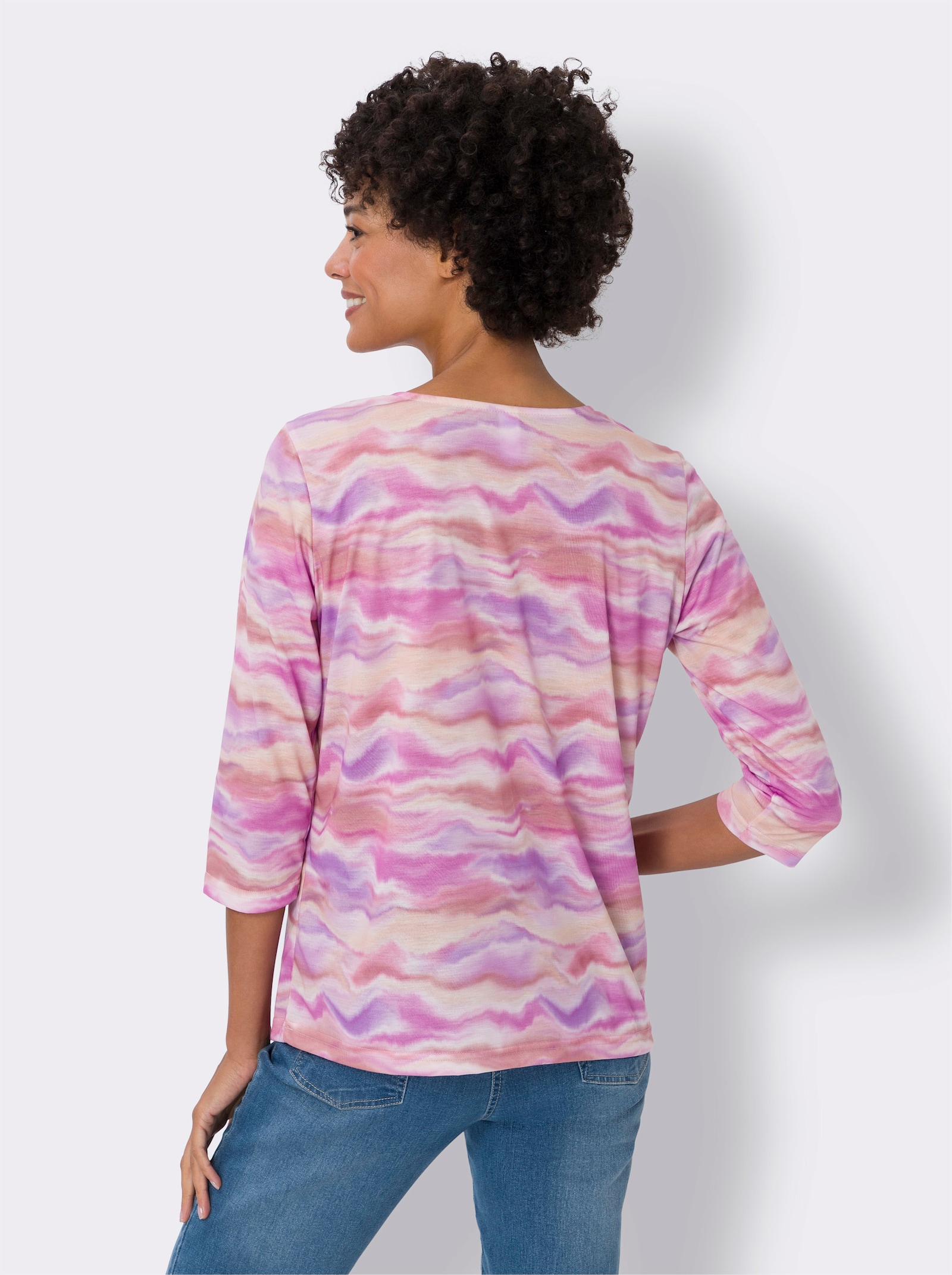 Shirt met 3/4-mouwen en print - fuchsia/lavendel bedrukt