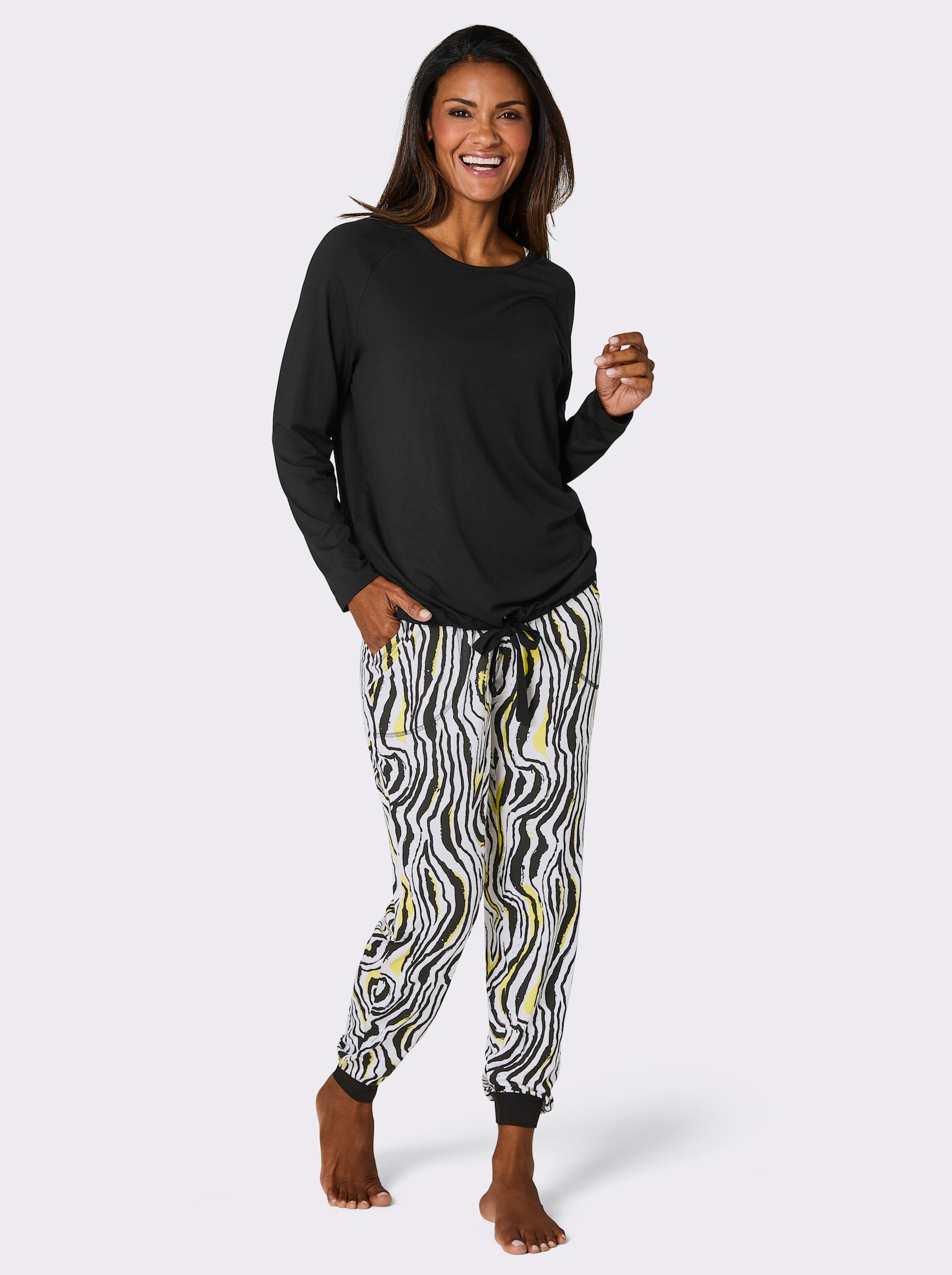 wäschepur Pyjama - noir-citron vert imprimé