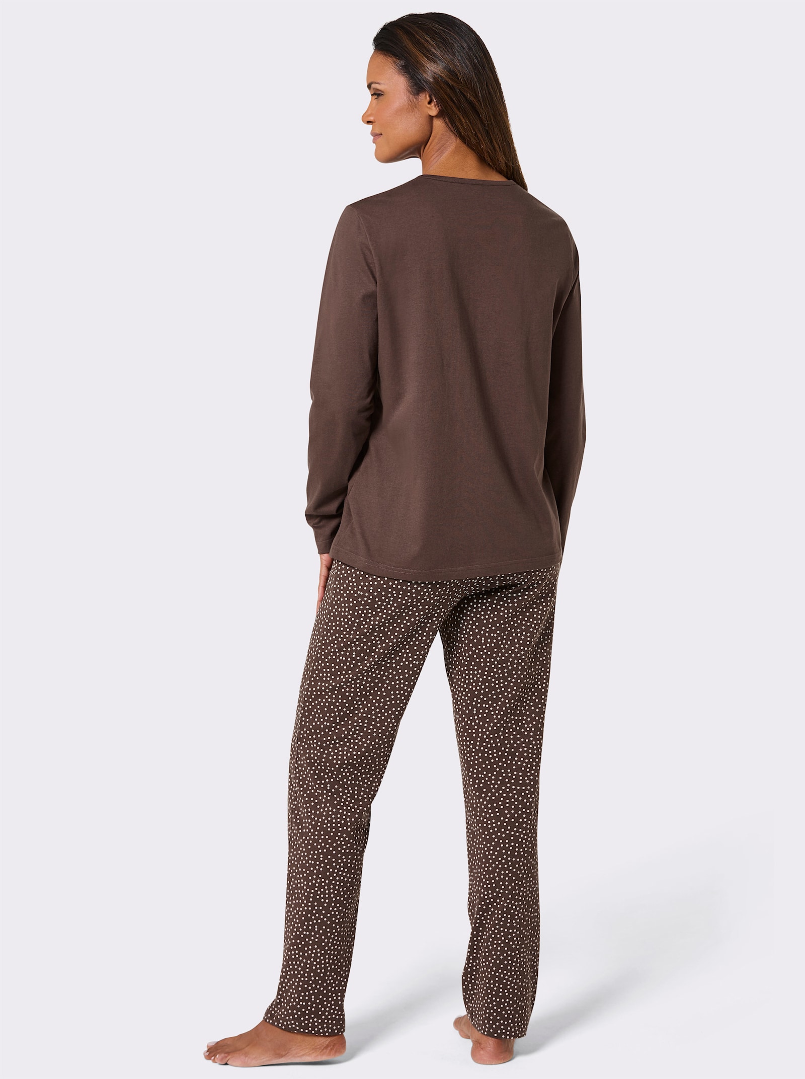 Comtessa Pyjama - chocolade/ecru bedrukt