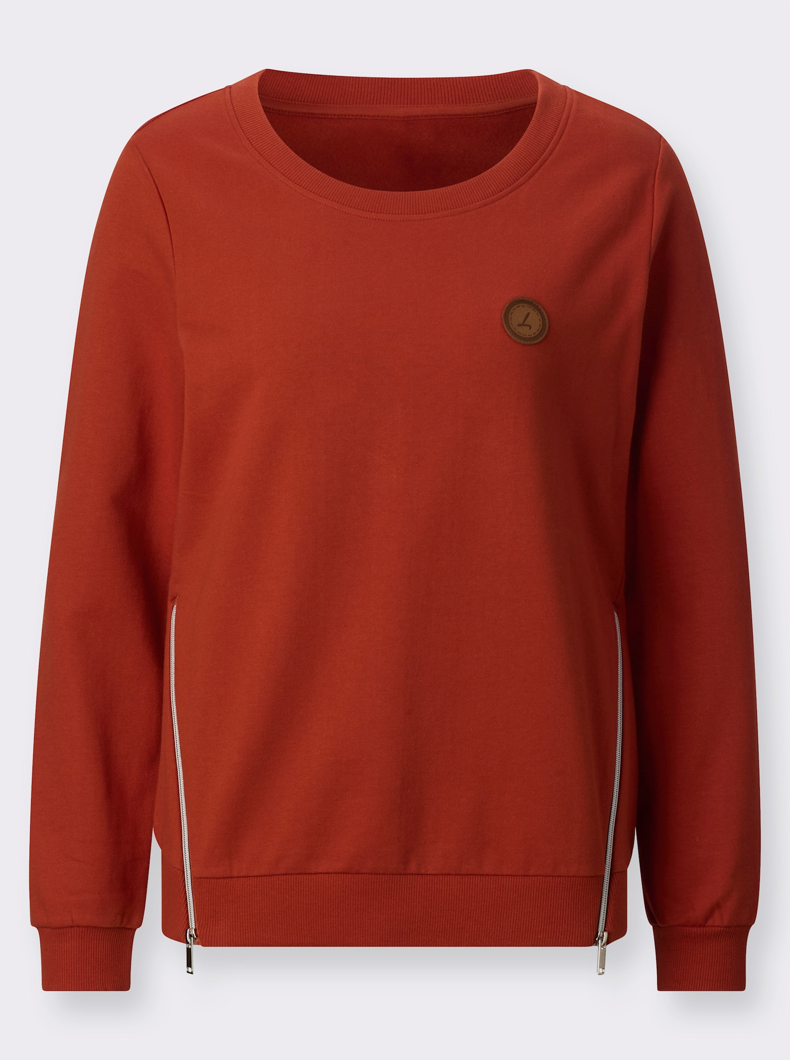 Mikina s žebrovanými náplety - rezavá