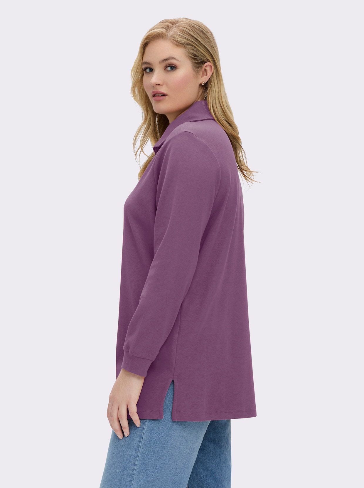 Longsweatshirt mit Umlegekragen - violett