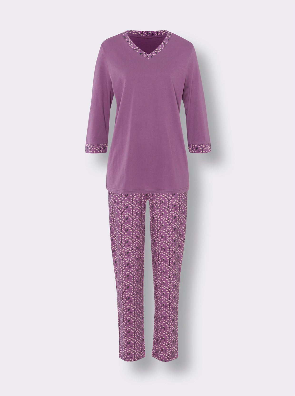 Pyjama - paars/lichtroze bedrukt