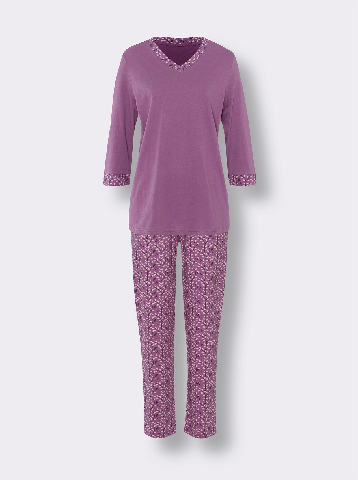 Pyjamas - violett-ljusrosa, med tryck