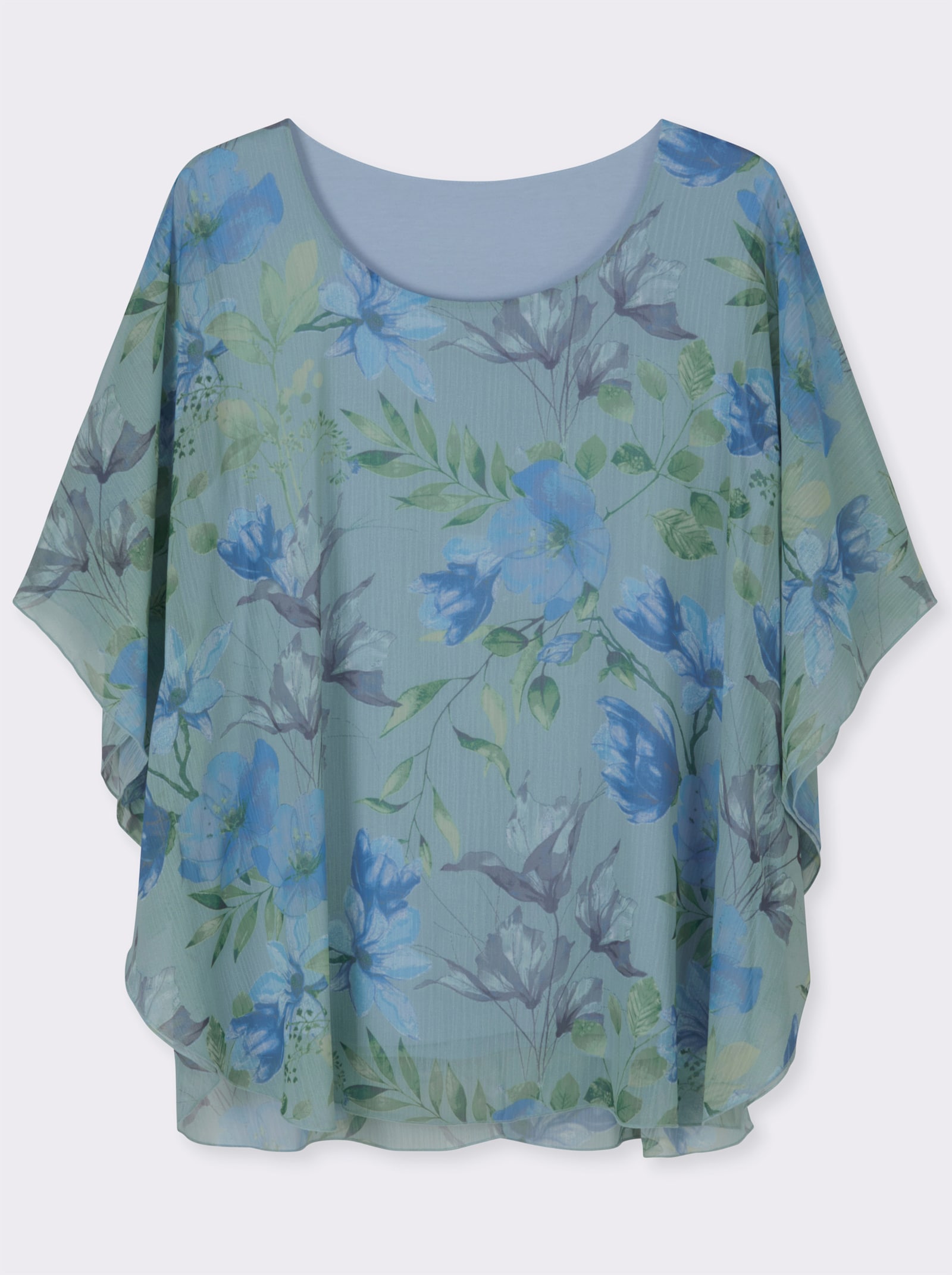 sheego Tunika in Cape-Form - kalkmint-eisblau-bedruckt