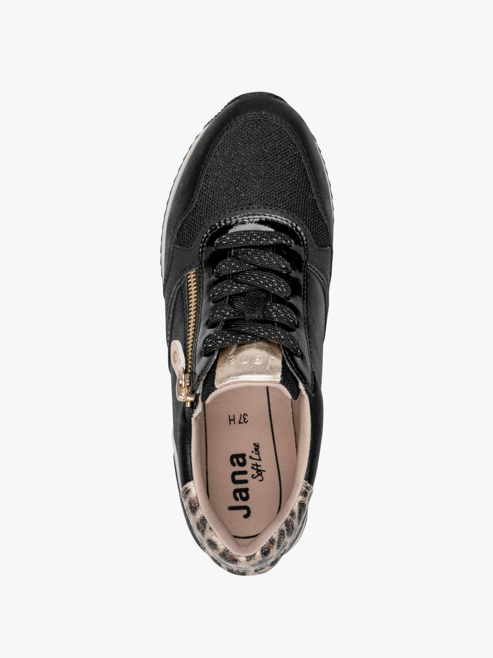 Jana Sneaker mit Leo-Details - schwarz